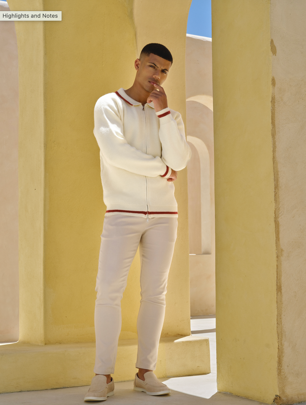 Zip Through Knitwear - Beige