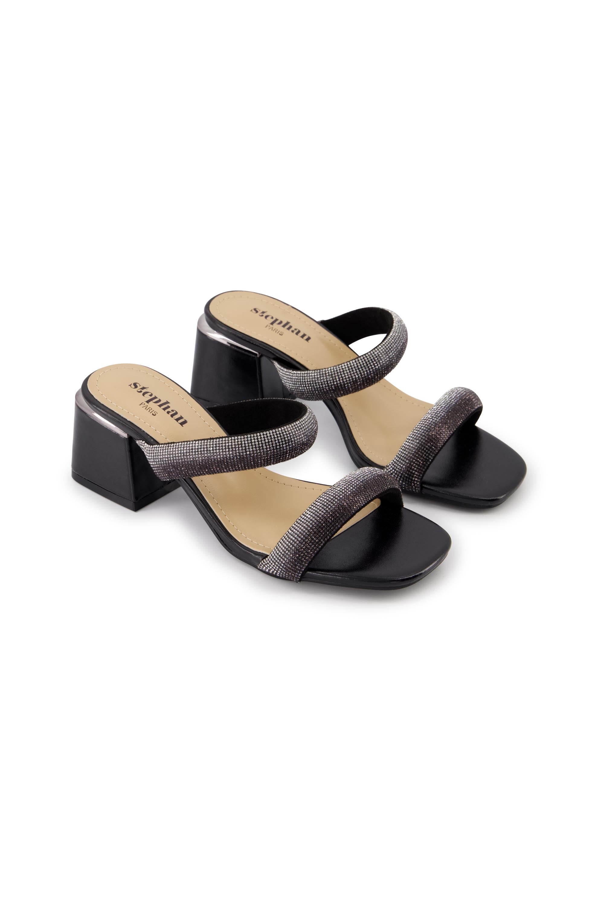 Slide in heels diamond black - Frankie's