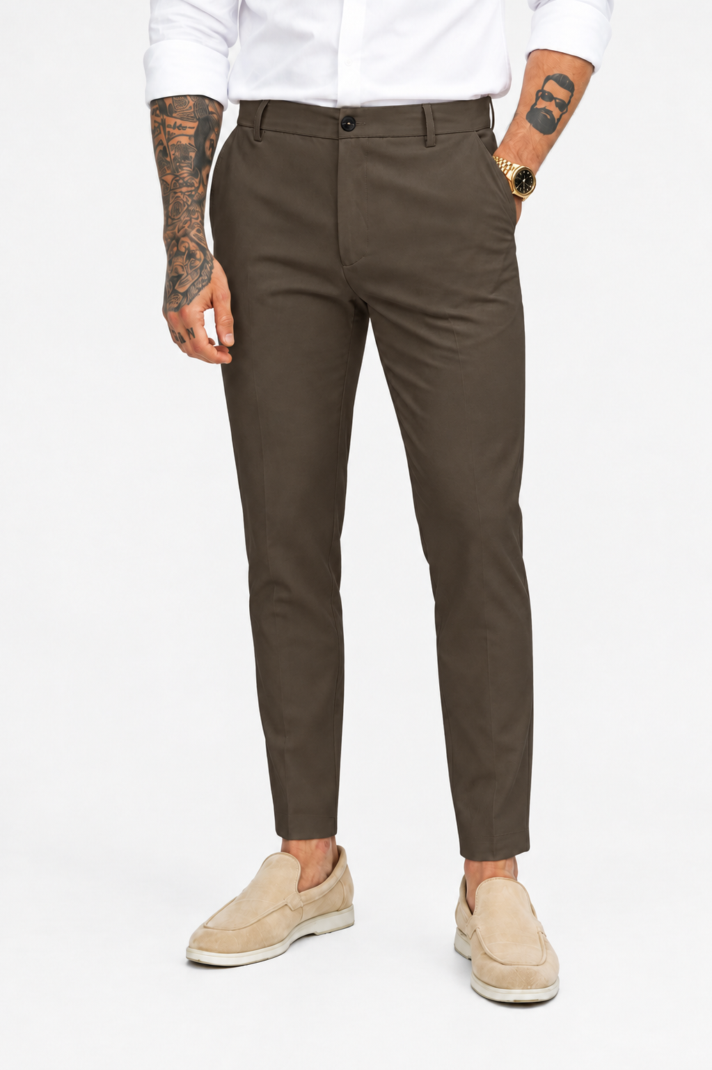 Trousers chic straight fit brown