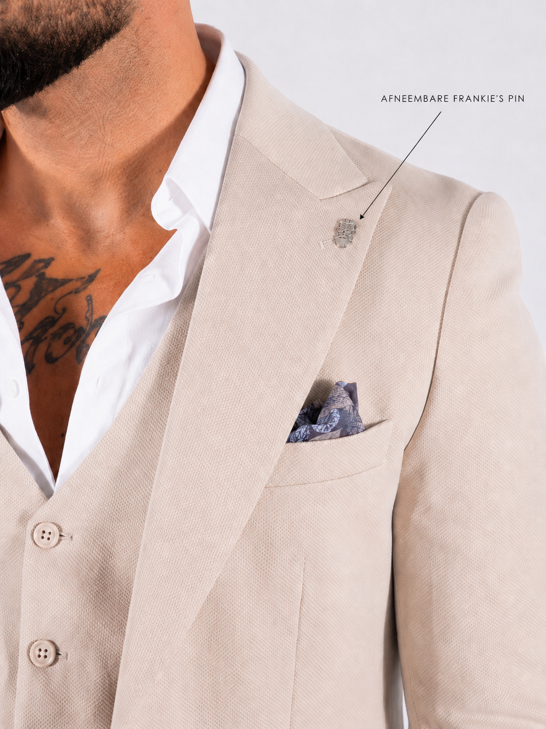 Suit Three Piece Havana Beige afneembare pin