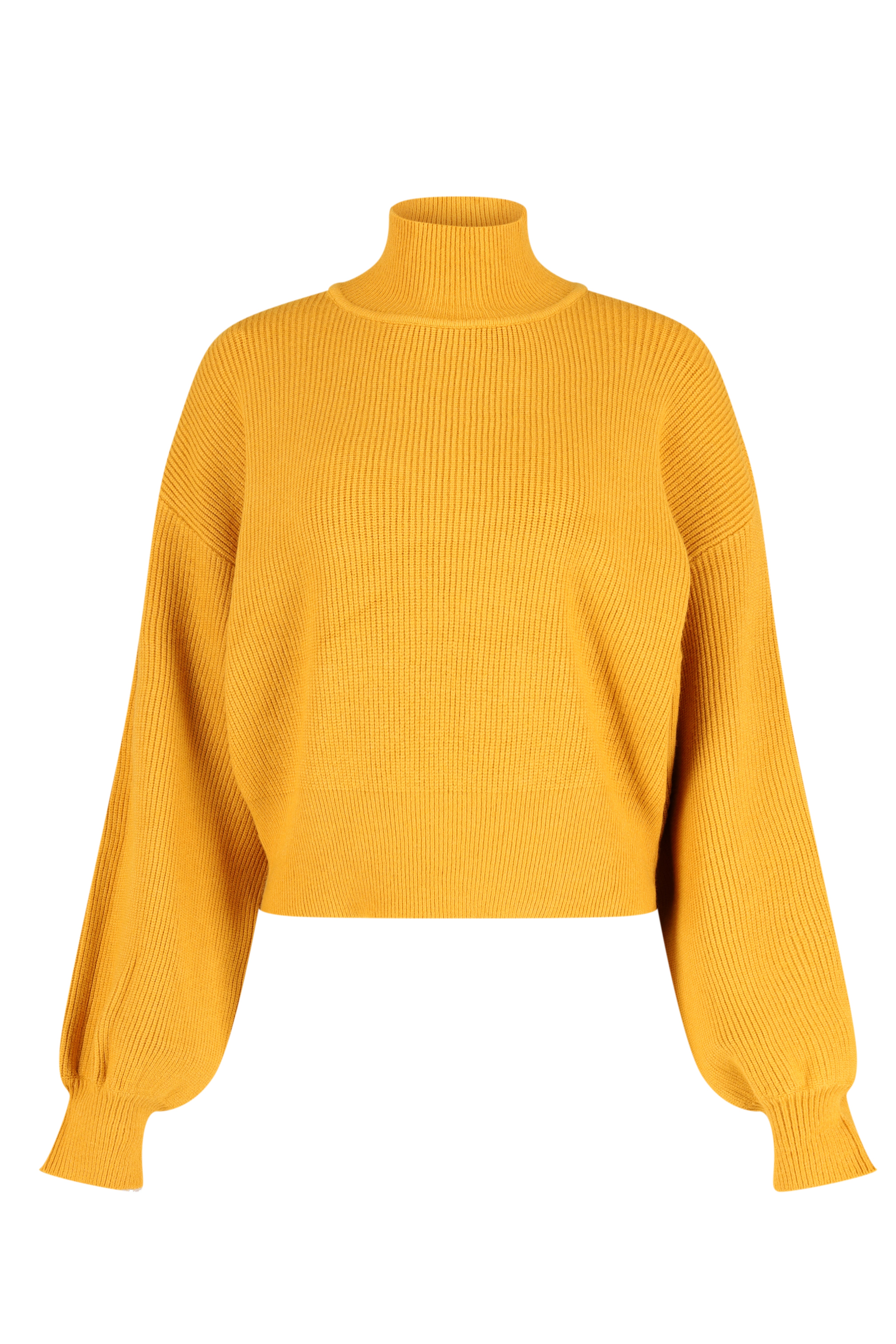 High Neck Relaxed Knitwear Jumper - Yellow