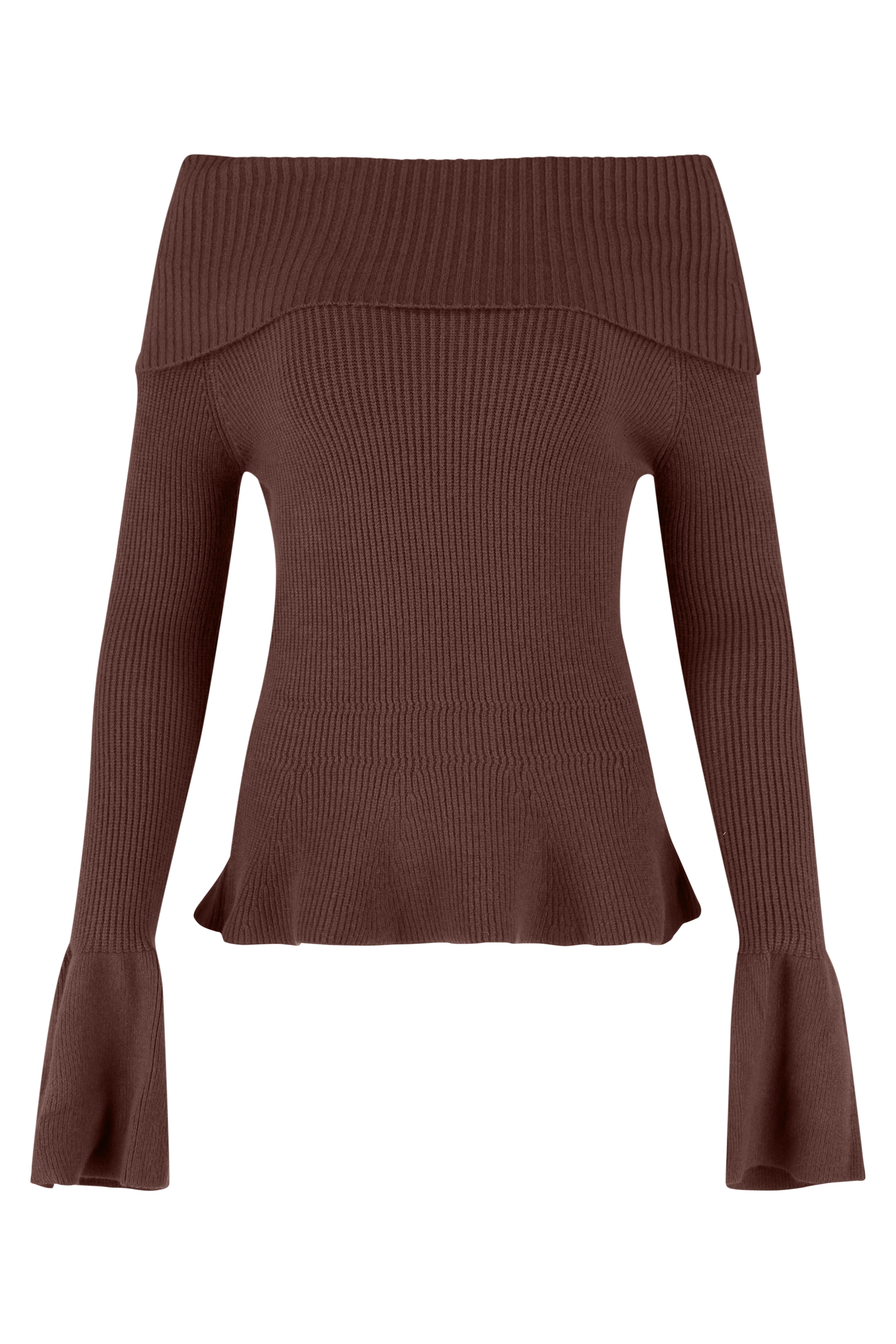 Off-The-Shoulder Knitwear - Brown