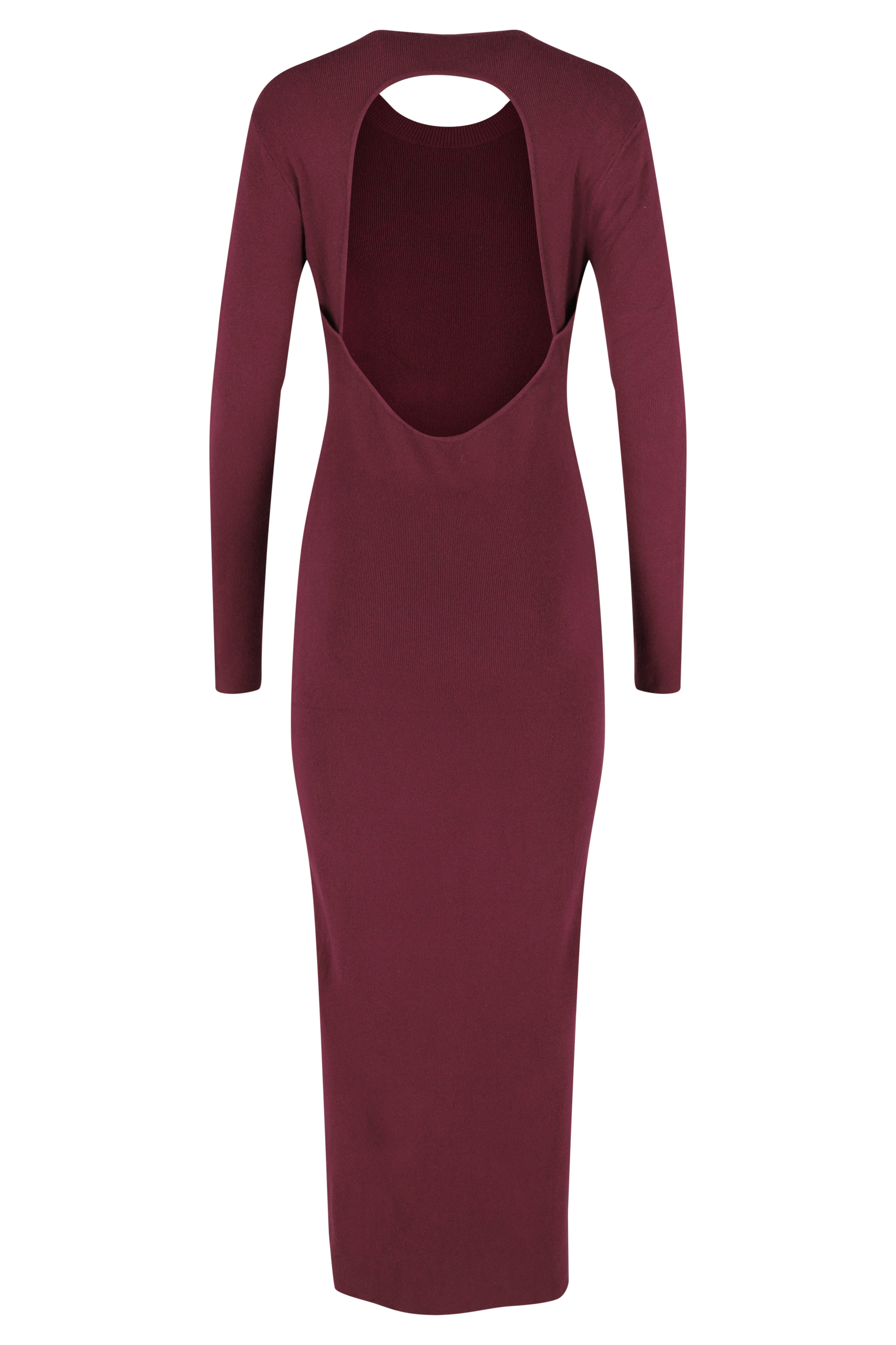 Long Sleeve Knitwear Dress - Bordeaux