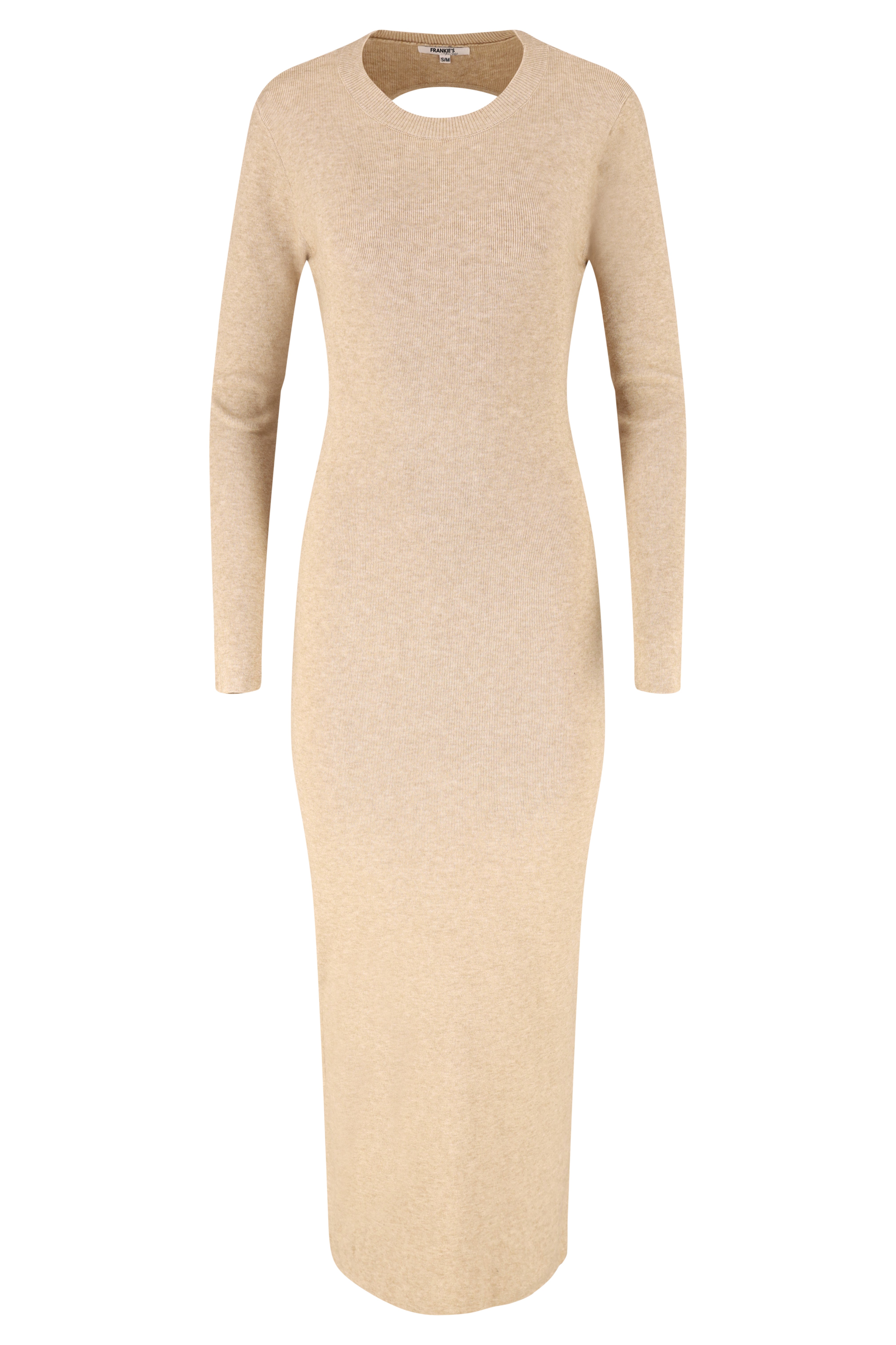 Long Sleeve Knitwear Dress - Beige - Frankie's