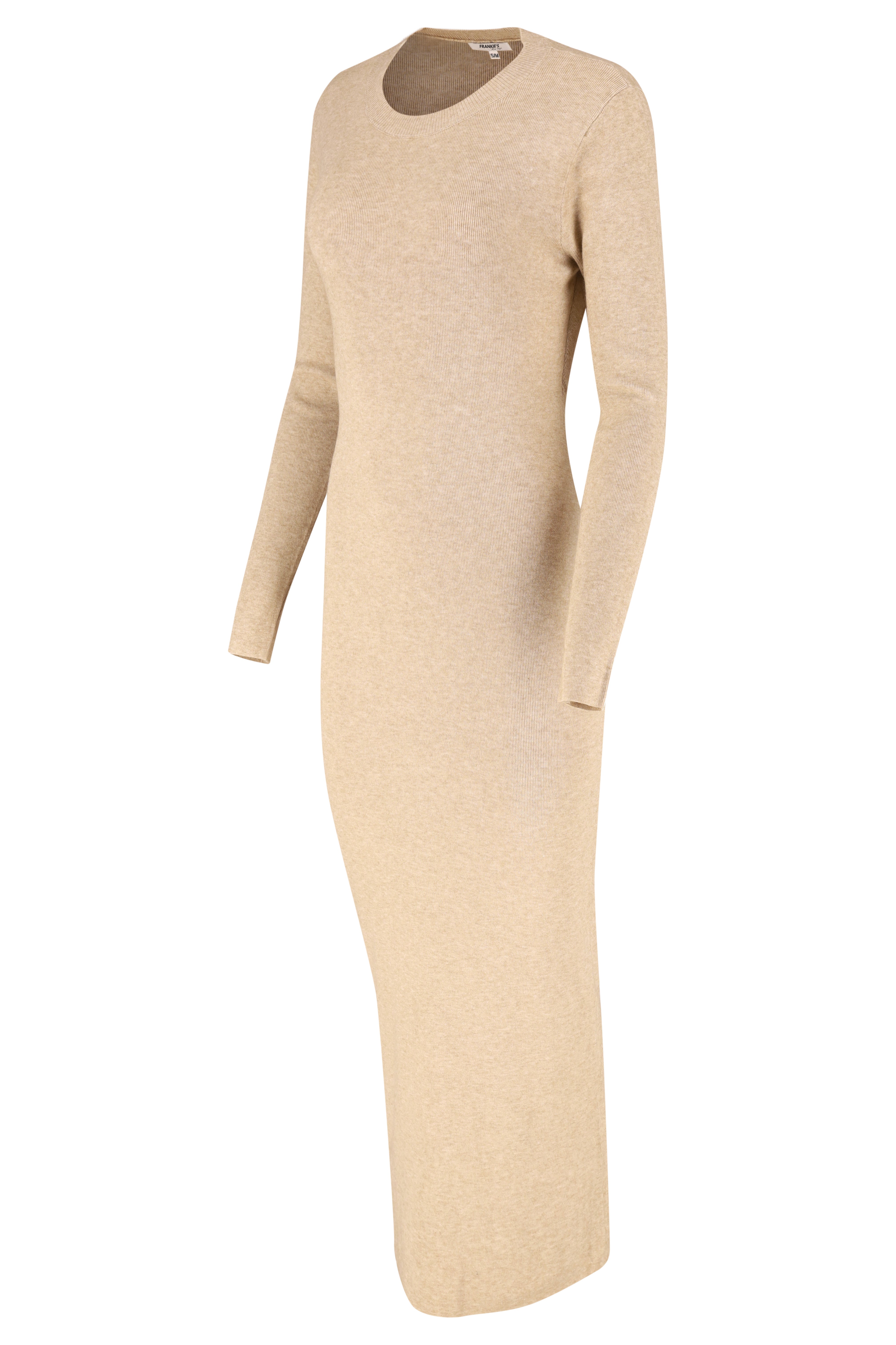 Long Sleeve Knitwear Dress - Beige - Frankie's
