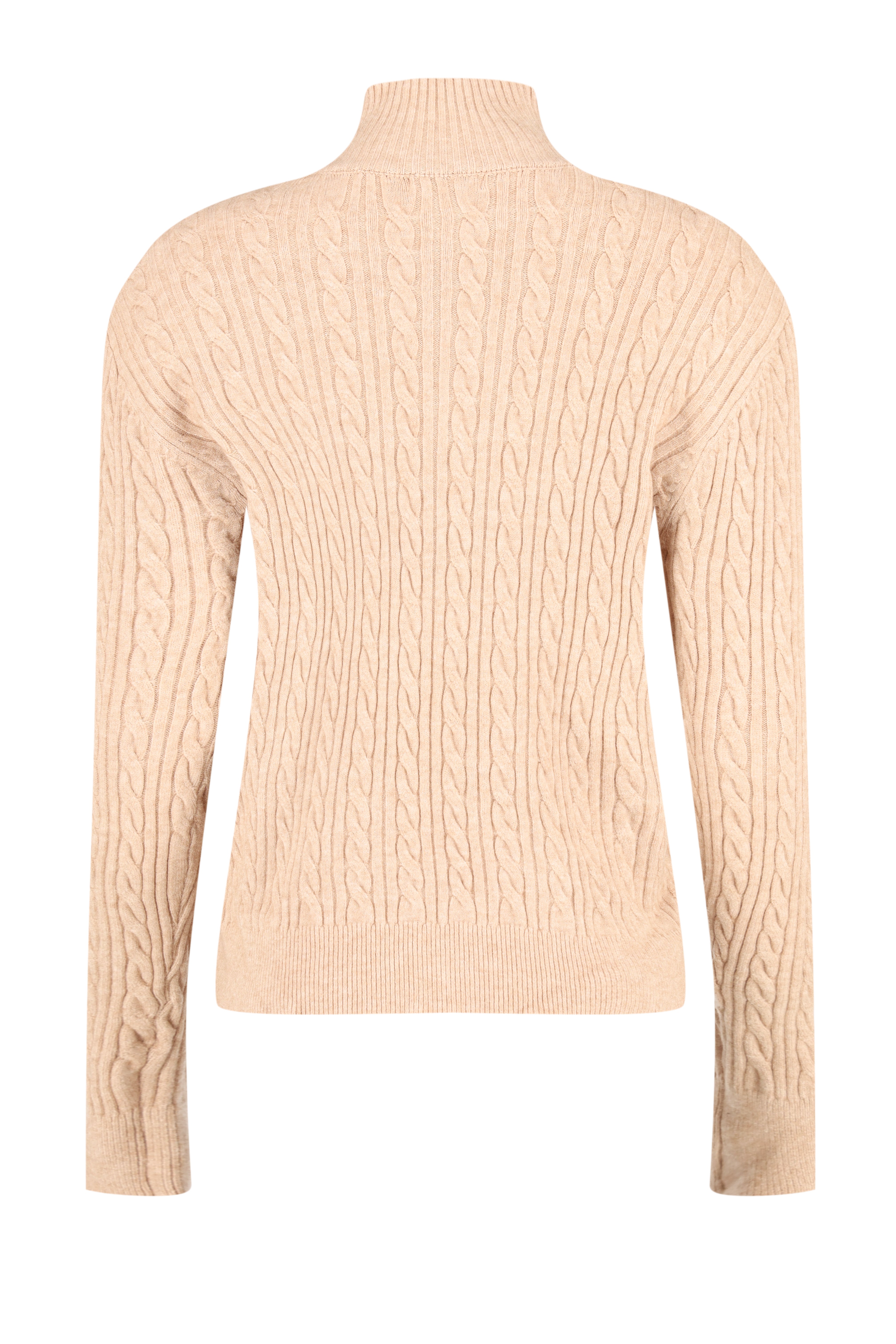 Cable-Knit Mock-Neck Sweater - Beige