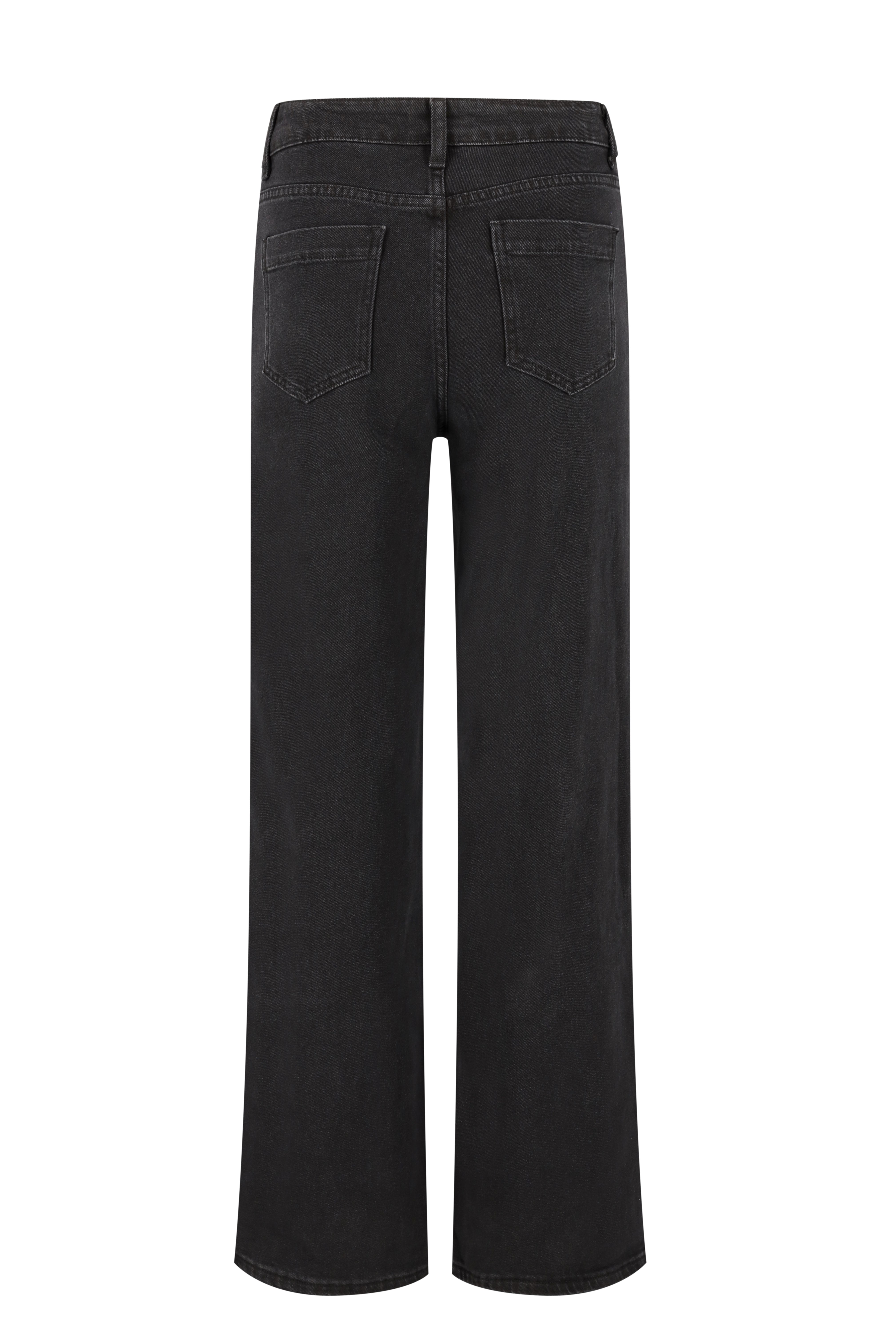 Button Fly Straight Leg Jeans - Black