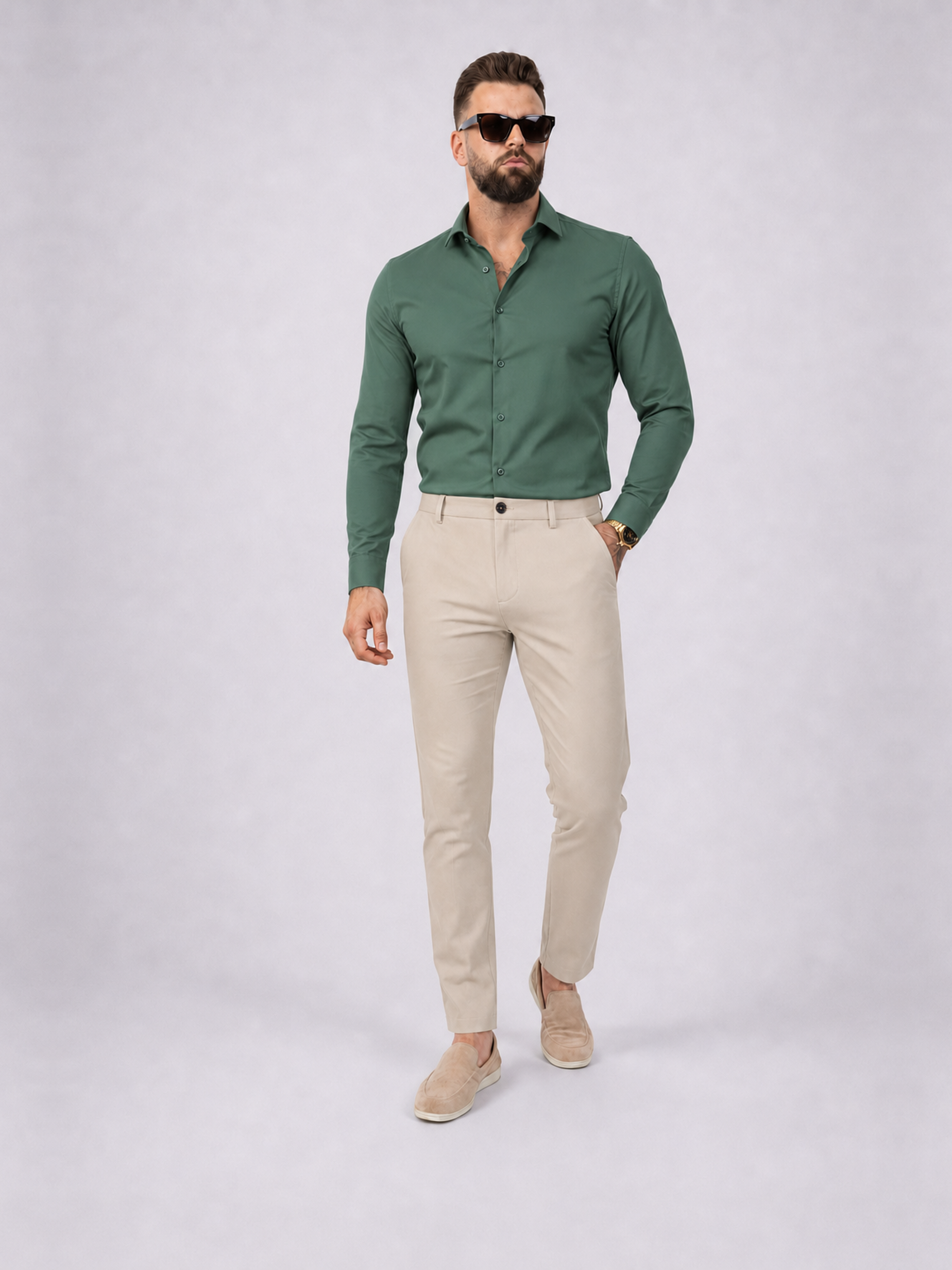 Overhemd Slim Fit Green