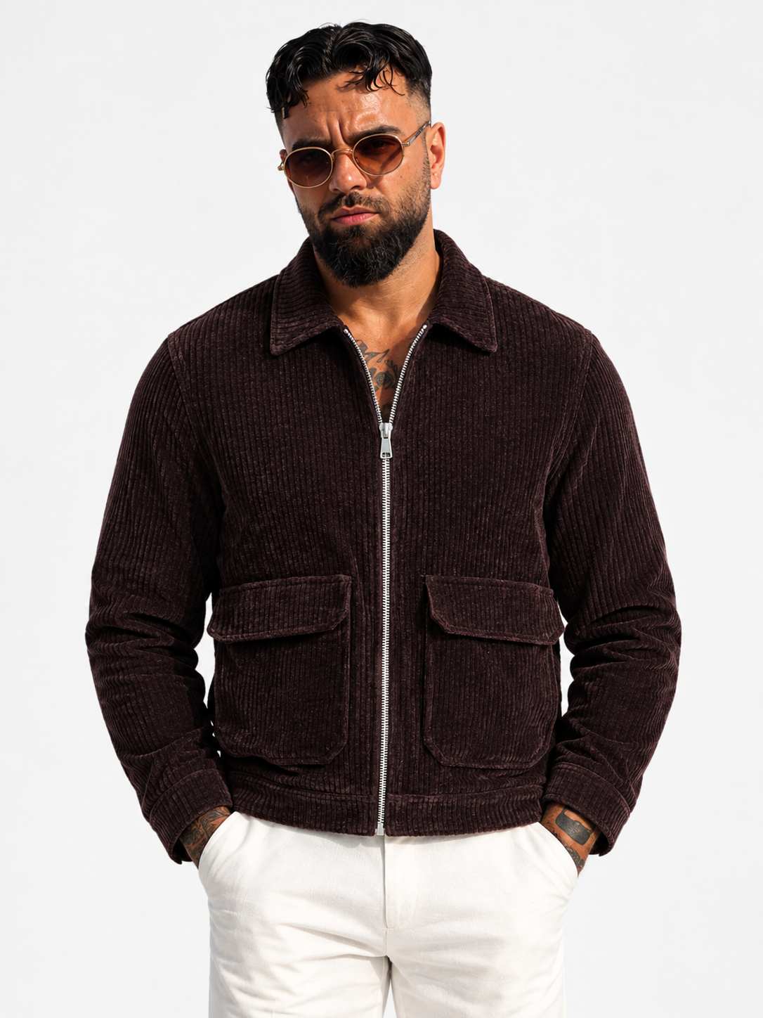 Velvet Ribbed Jacket Brown