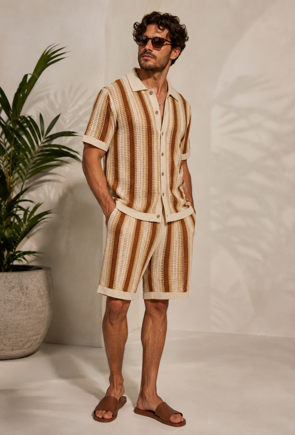 Positano Summer Set Striped Brown - Frankie's