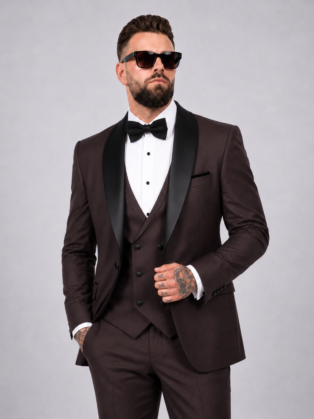 Frankie Premium 4-piece wedding suit brown