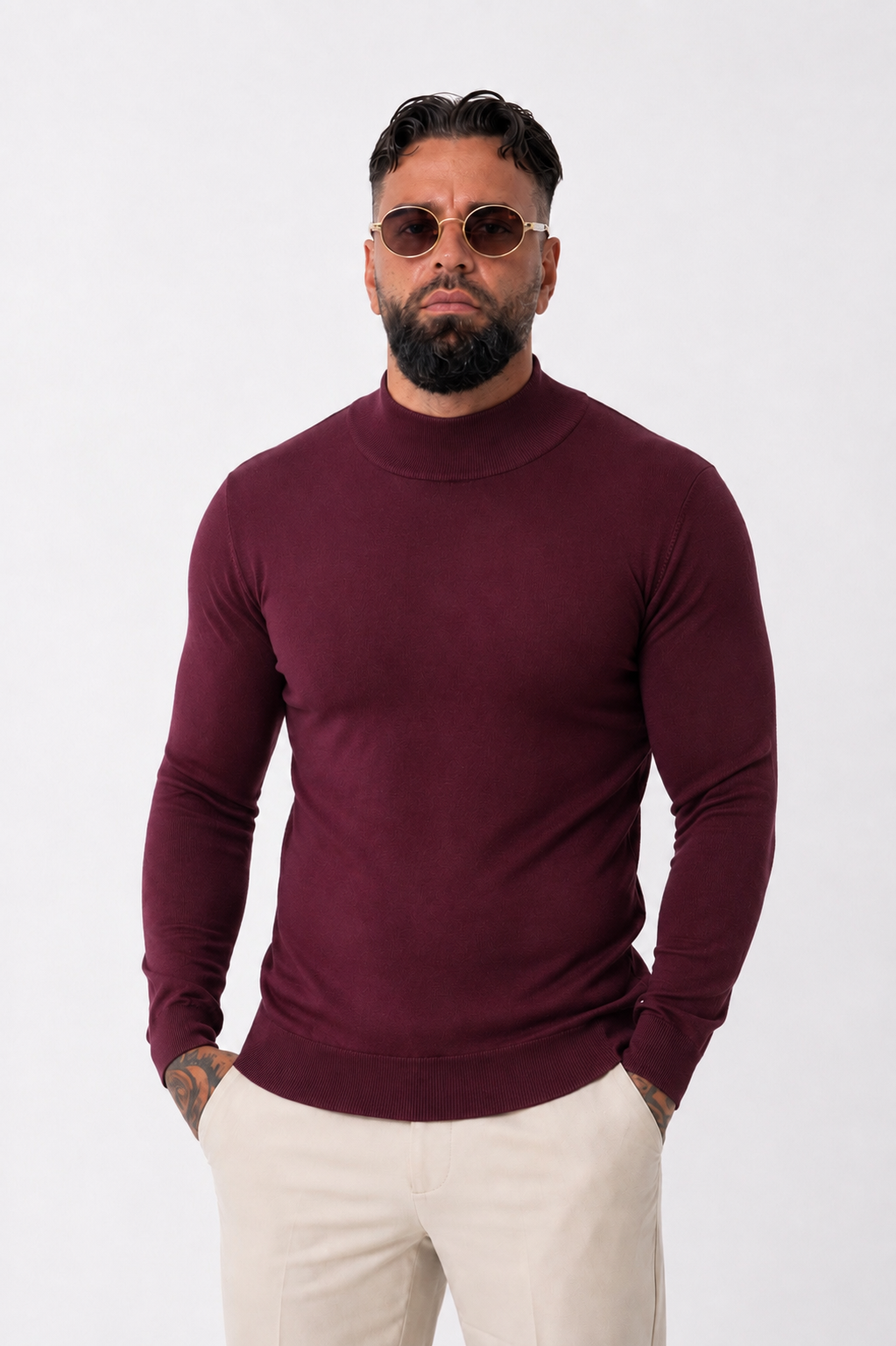 Milano Knit Turtleneck Bordeaux Red