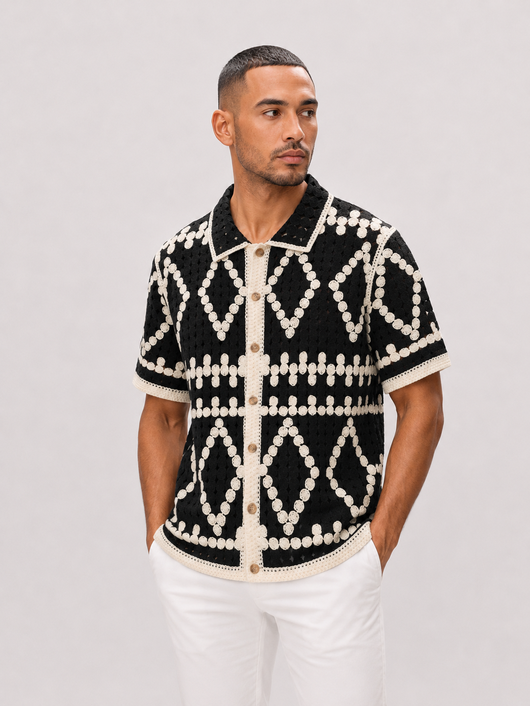 Monaco Crochet Shirt – Black Ivory