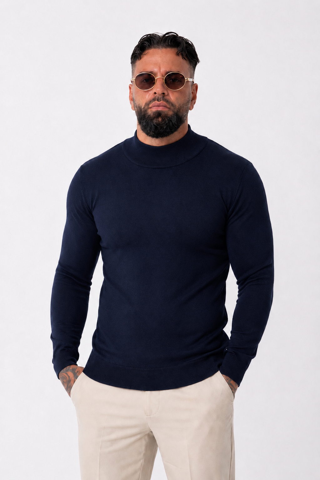 Milano Knit Turtleneck Navy Blue