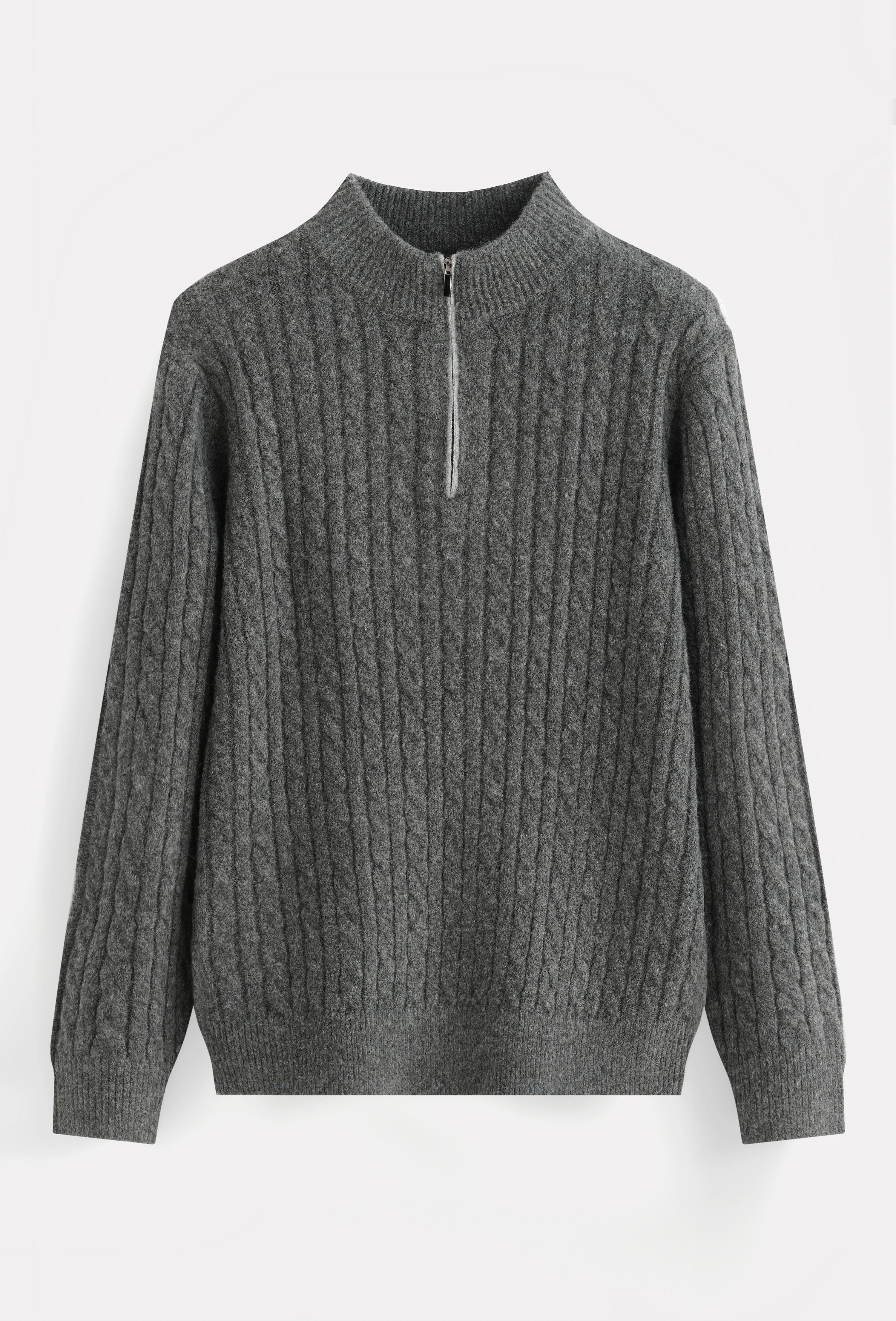 Aosta Cable Knit Quarter Zip Grey