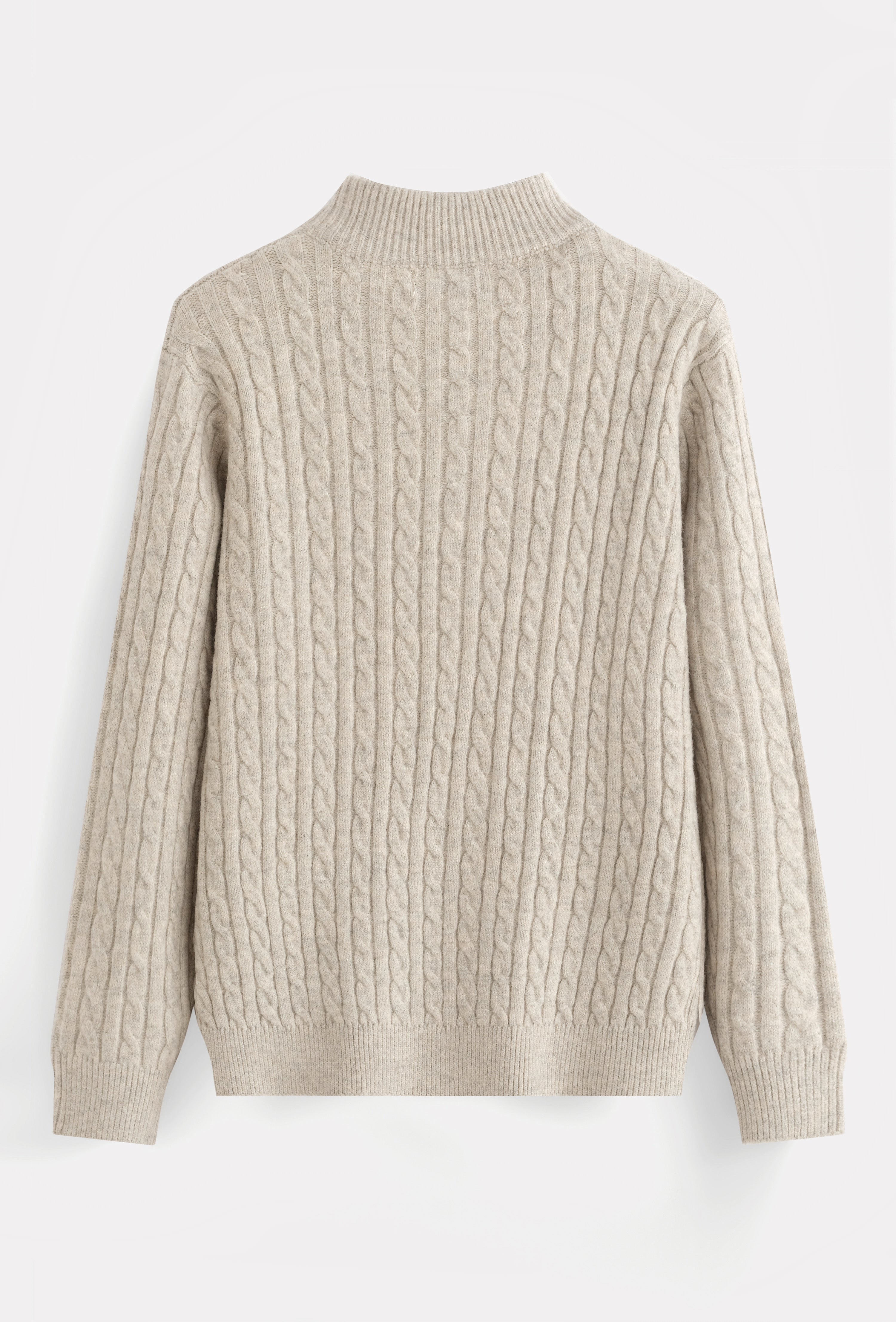 Aosta Cable Knit Quarter Zip Beige