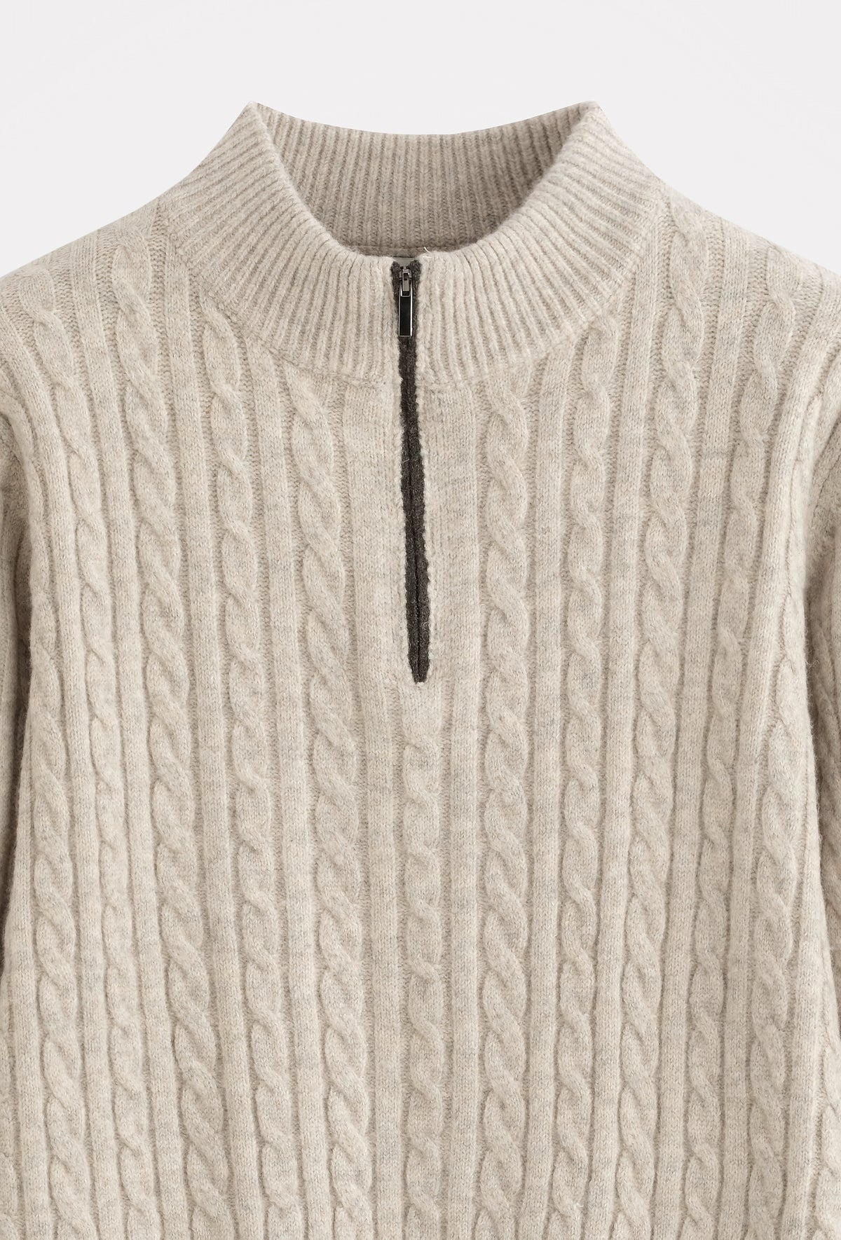 Aosta Cable Knit Quarter Zip Beige