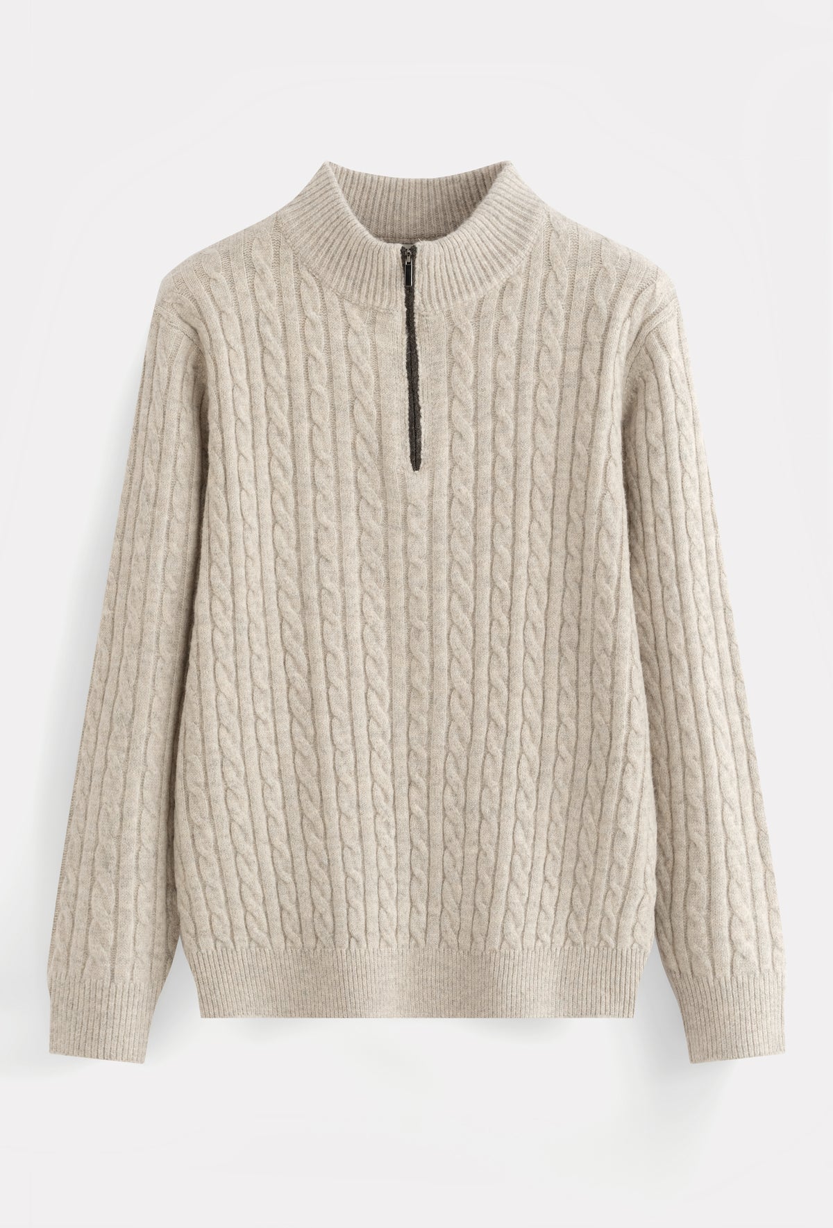 Aosta Cable Knit Quarter Zip Beige