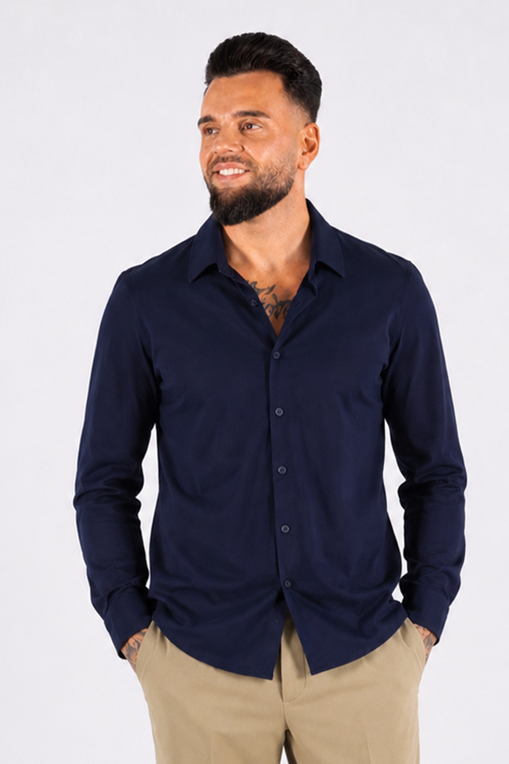 Casual Long Sleeve Overhemd - Navy