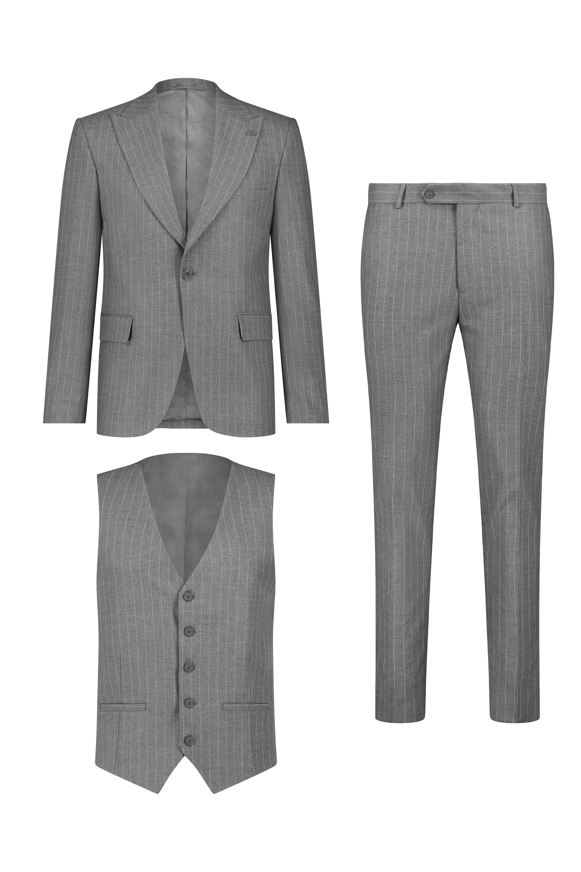 Suit three piece Havana krijtstreep grey - Frankie's