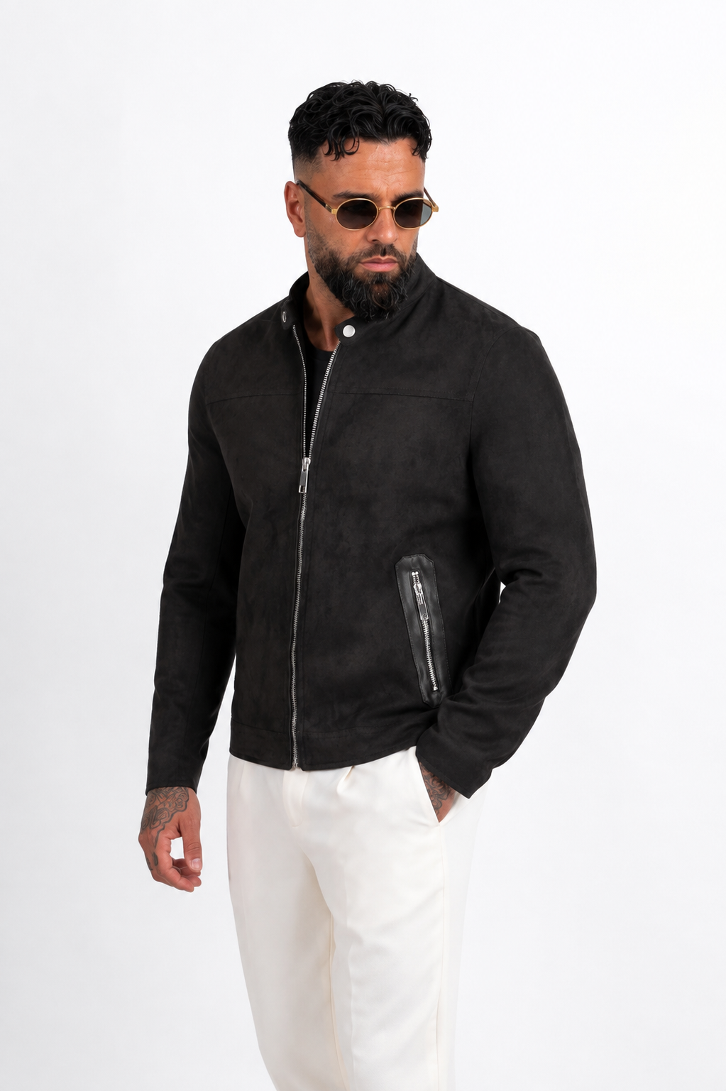 Faux Suede Biker Jacket
