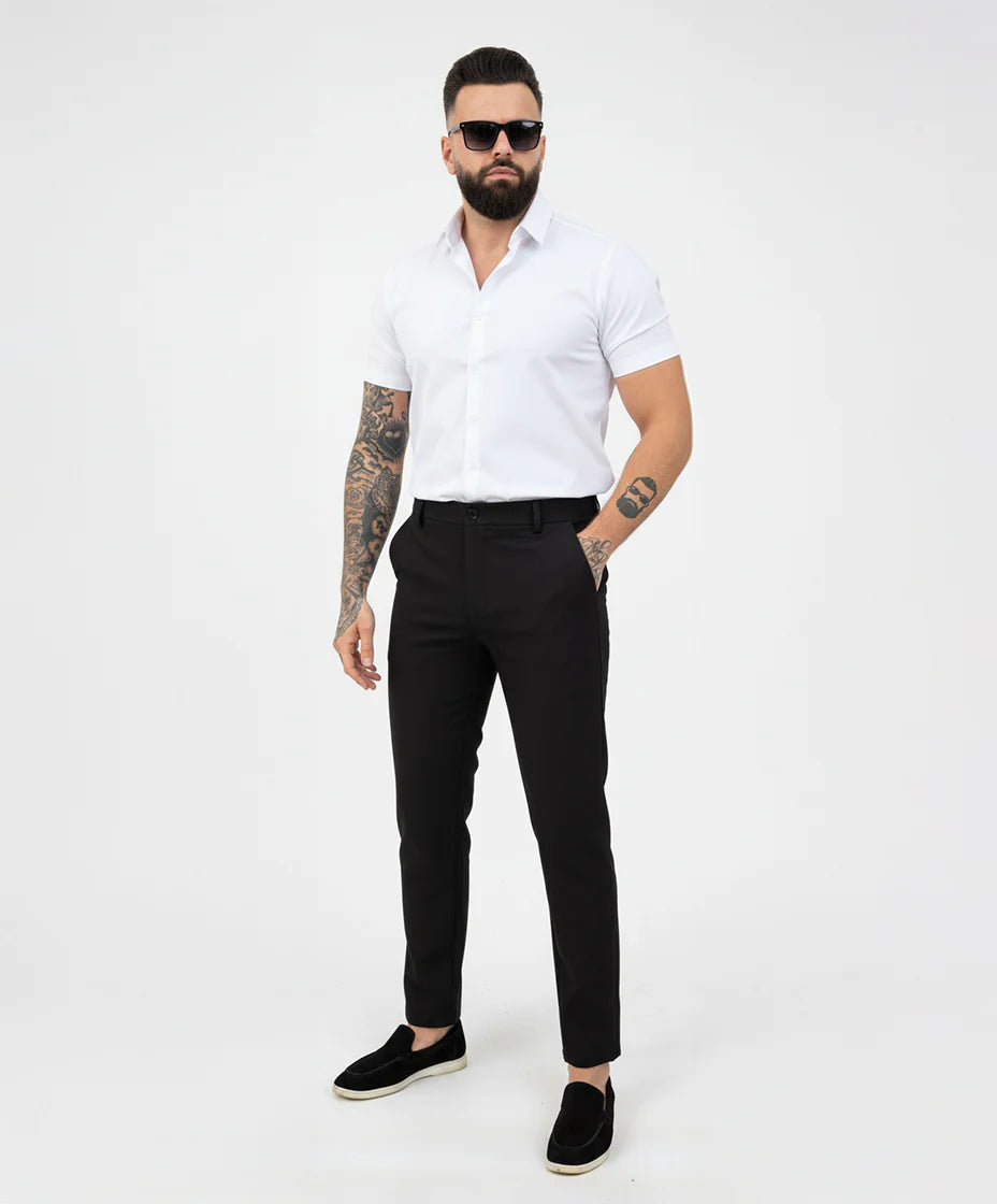 Pantalon noir chic coupe droite