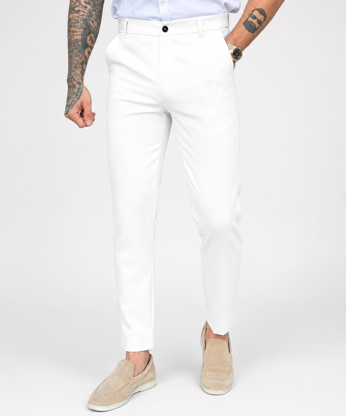 Pantalon chic straight fit white