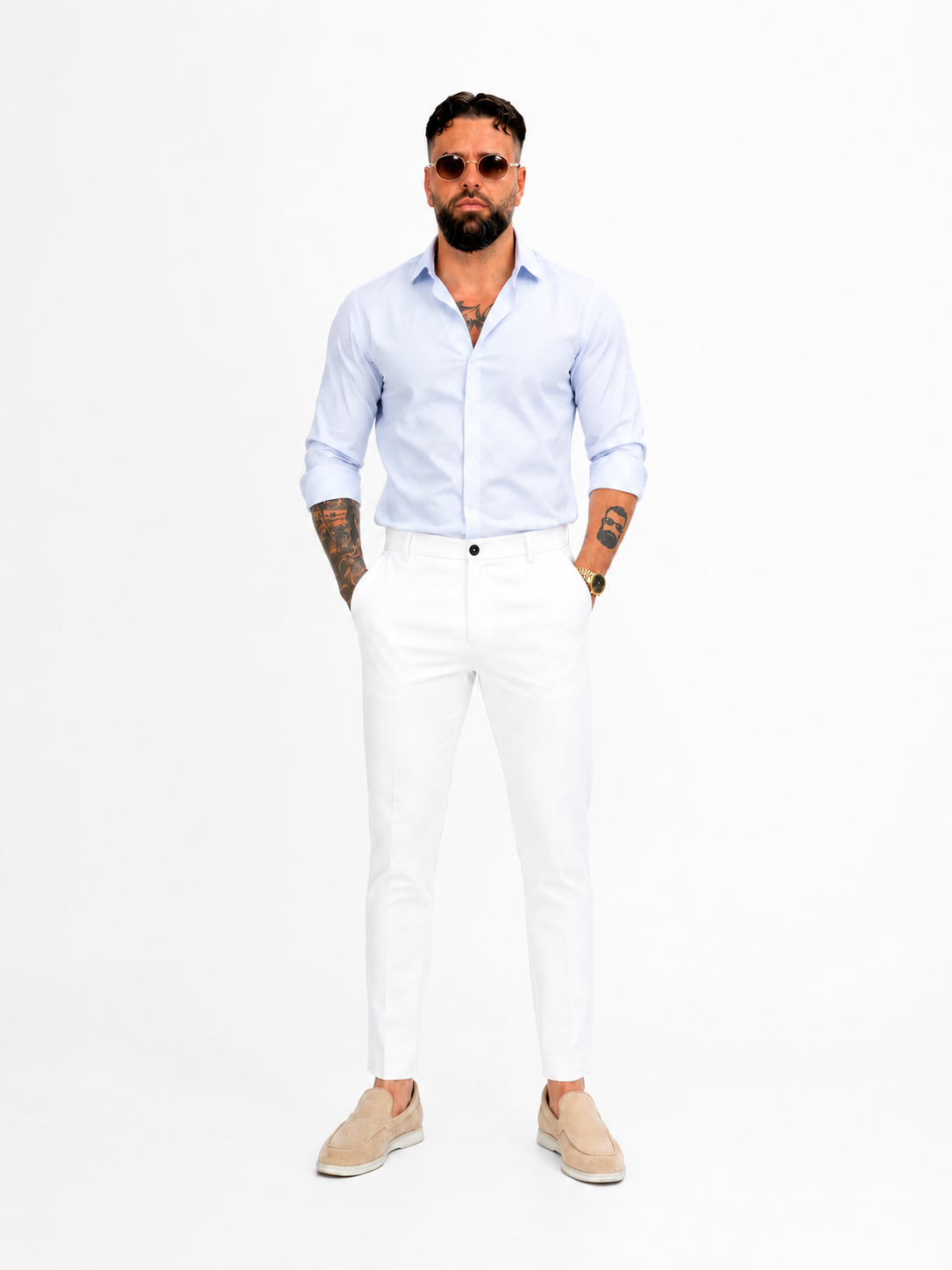 Pantalon chic straight fit white