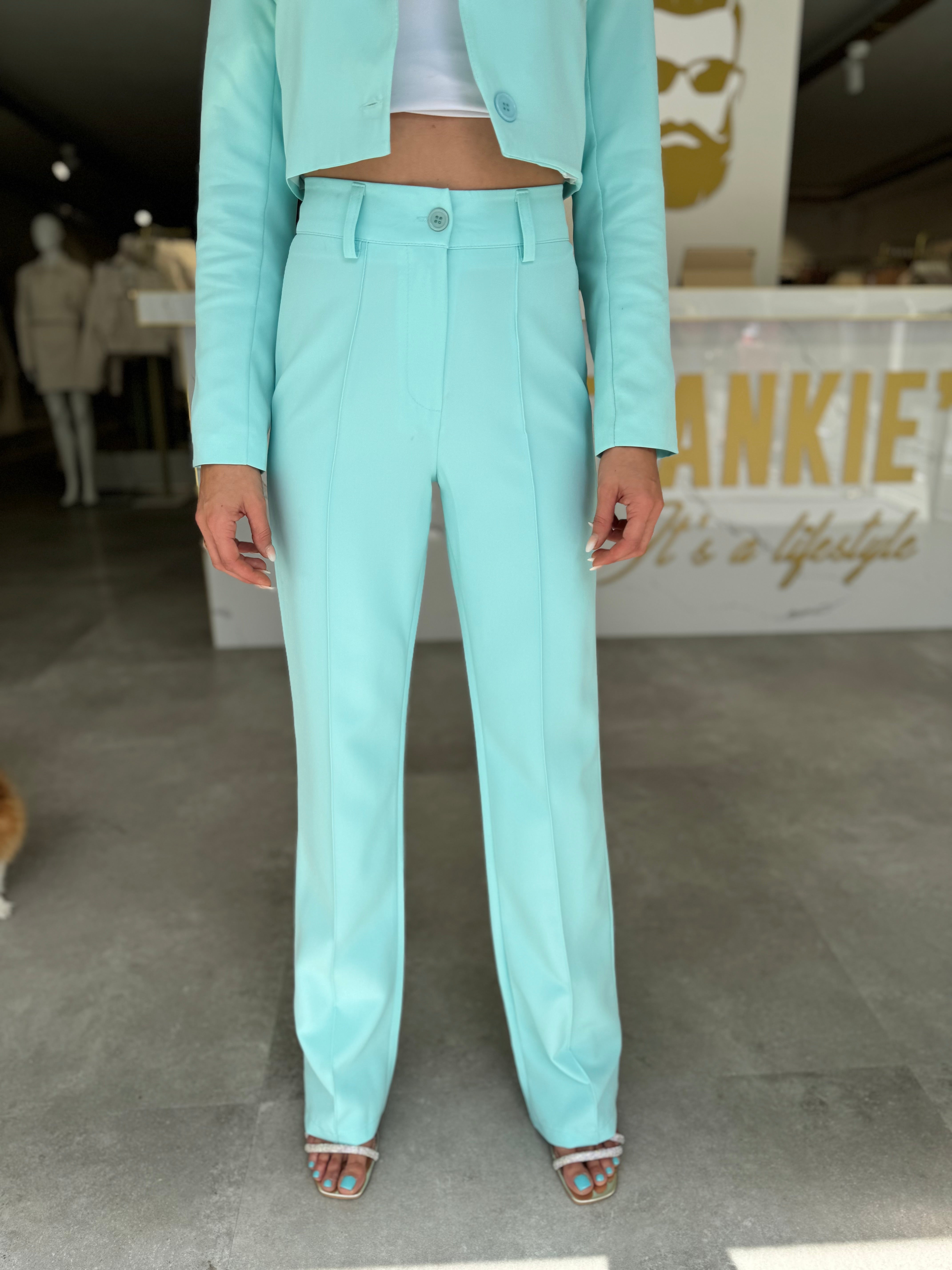 Pantalon straight fit Tiffany blue