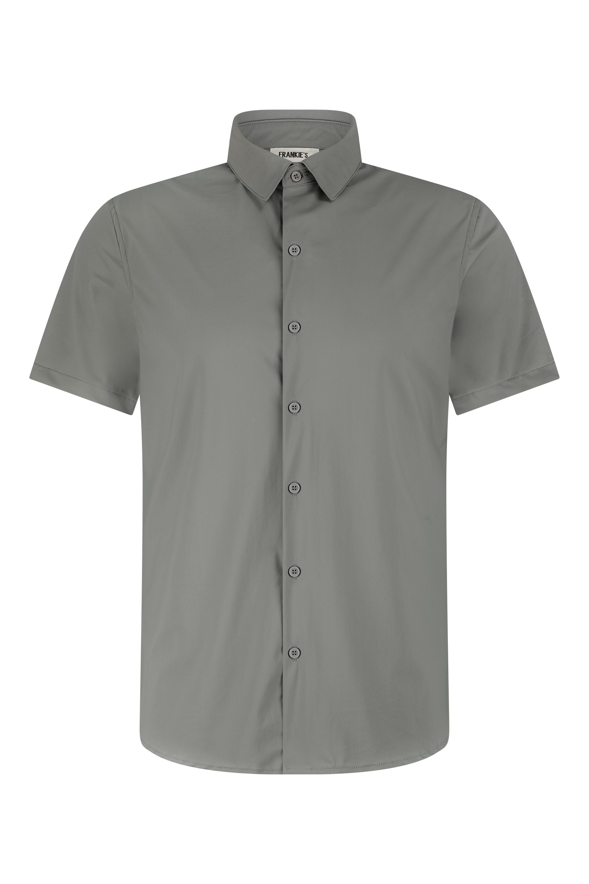 Satin super stretch shirt short sleeve light grey