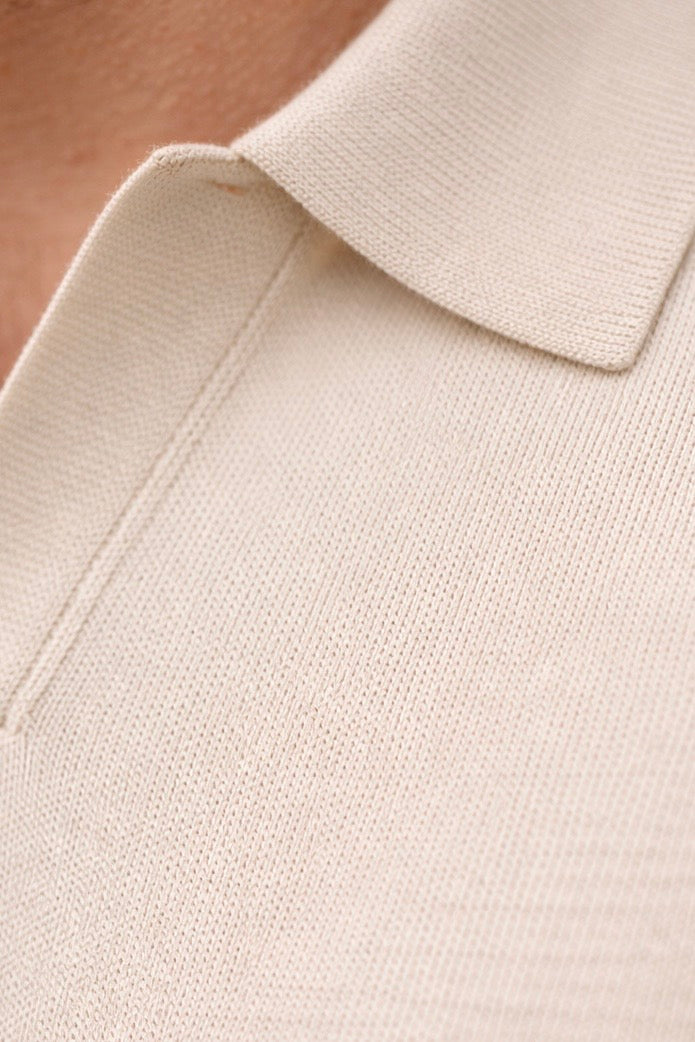 Textured Polo Knit - Beige - Frankie's