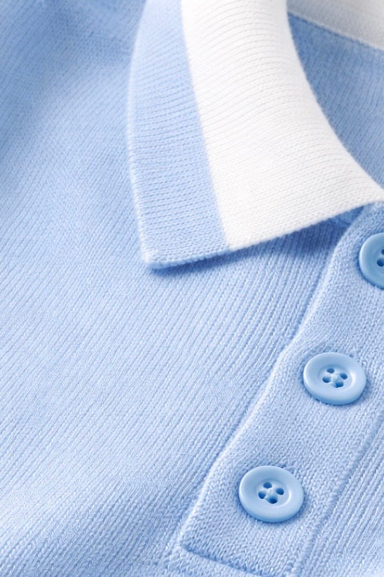Riviera Polo Knit Ice Blue