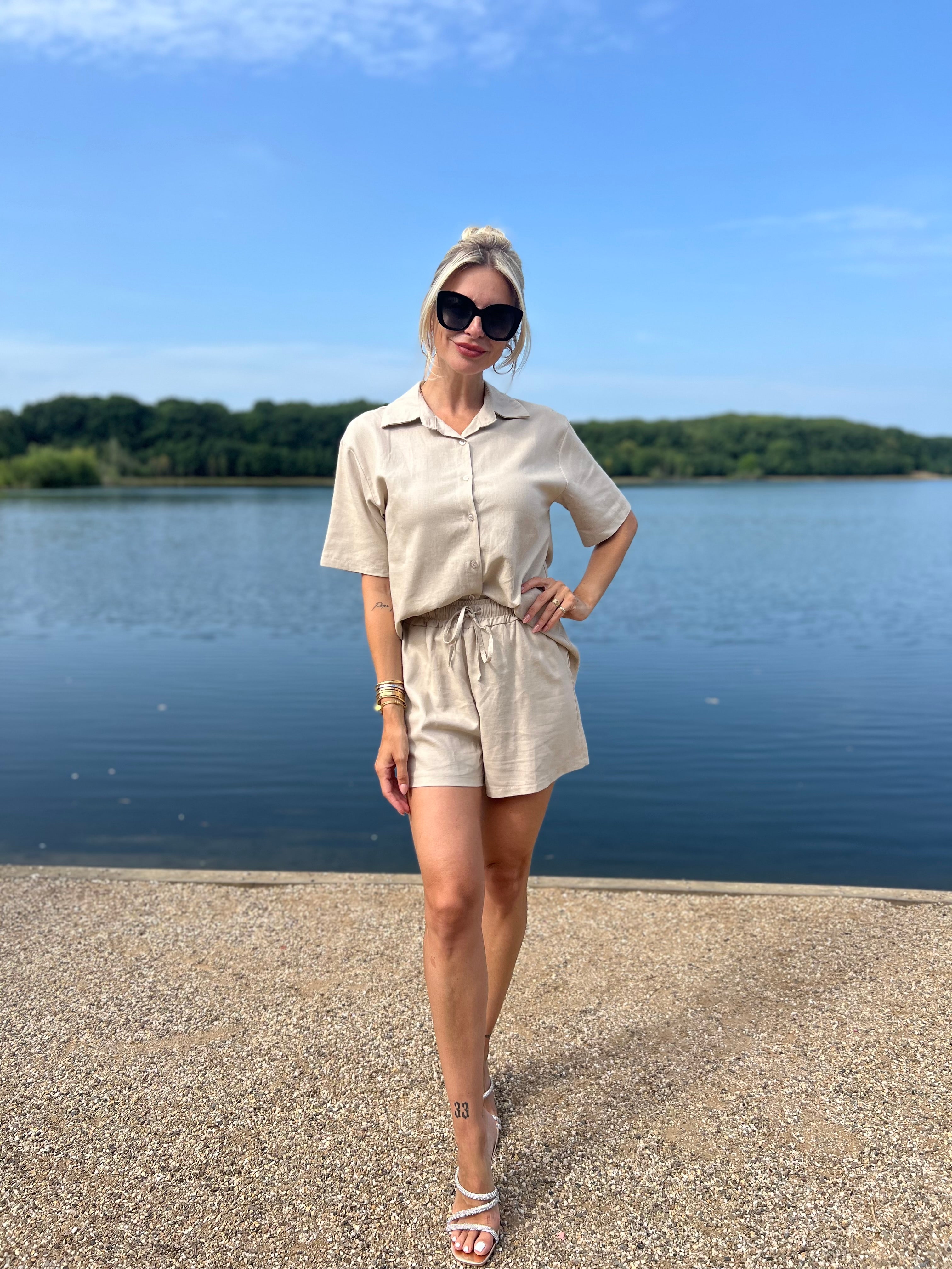 Two piece summer set Linen beige