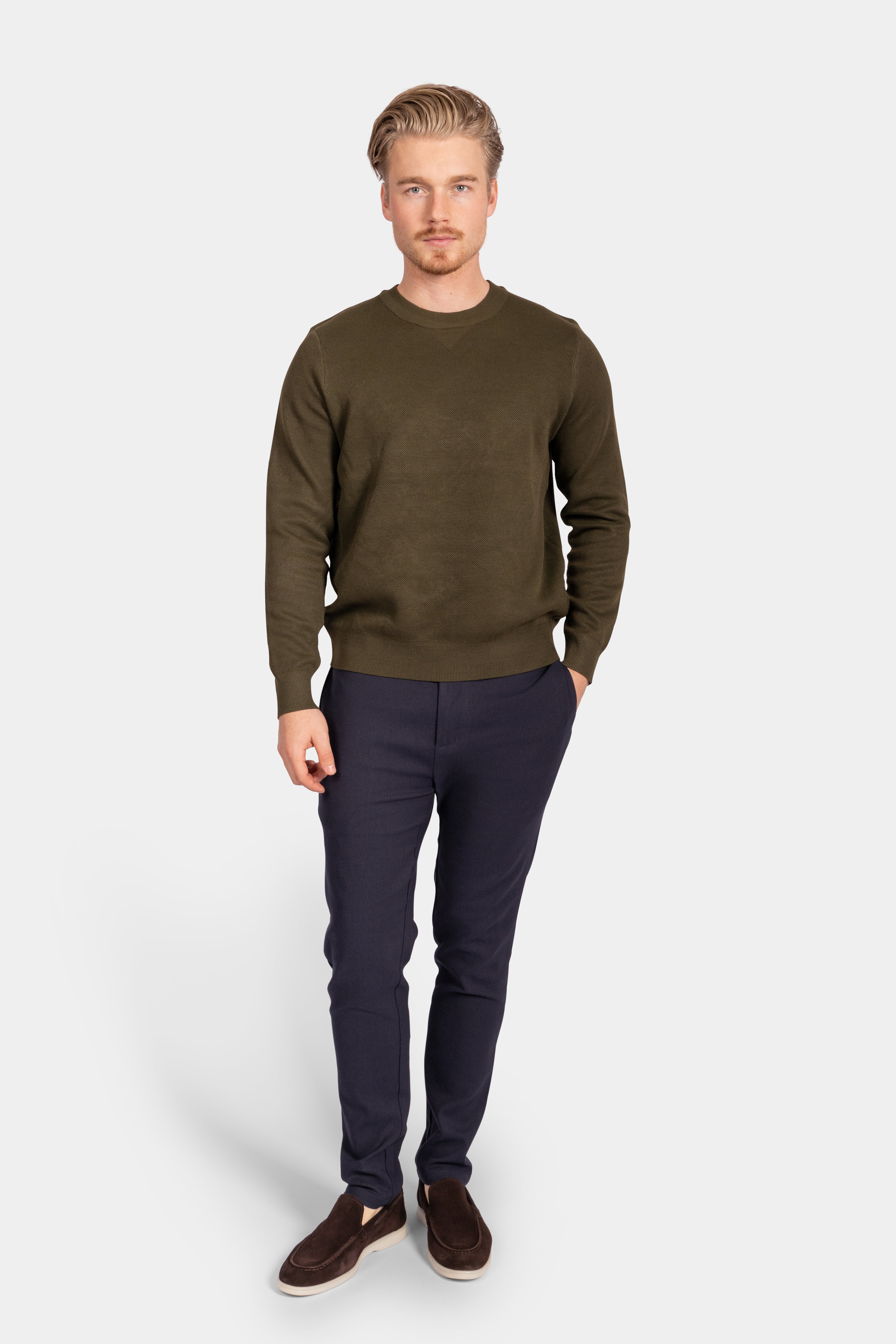 Crewneck Knitwear, Plain - Green