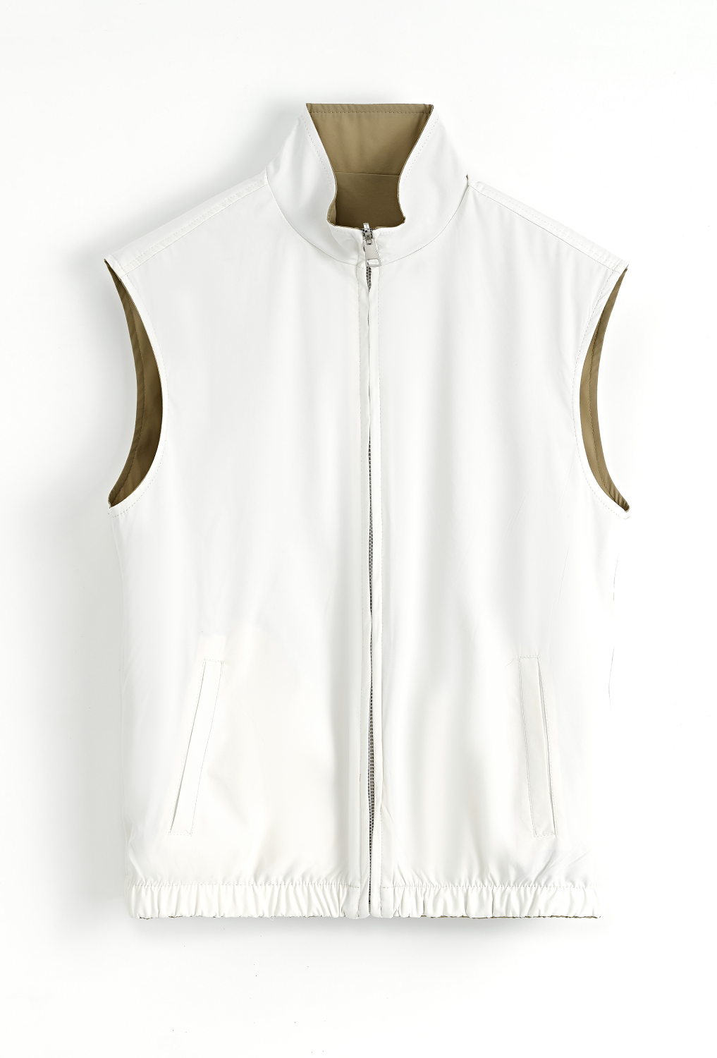 Reversible bodywarmer zipper camel beige