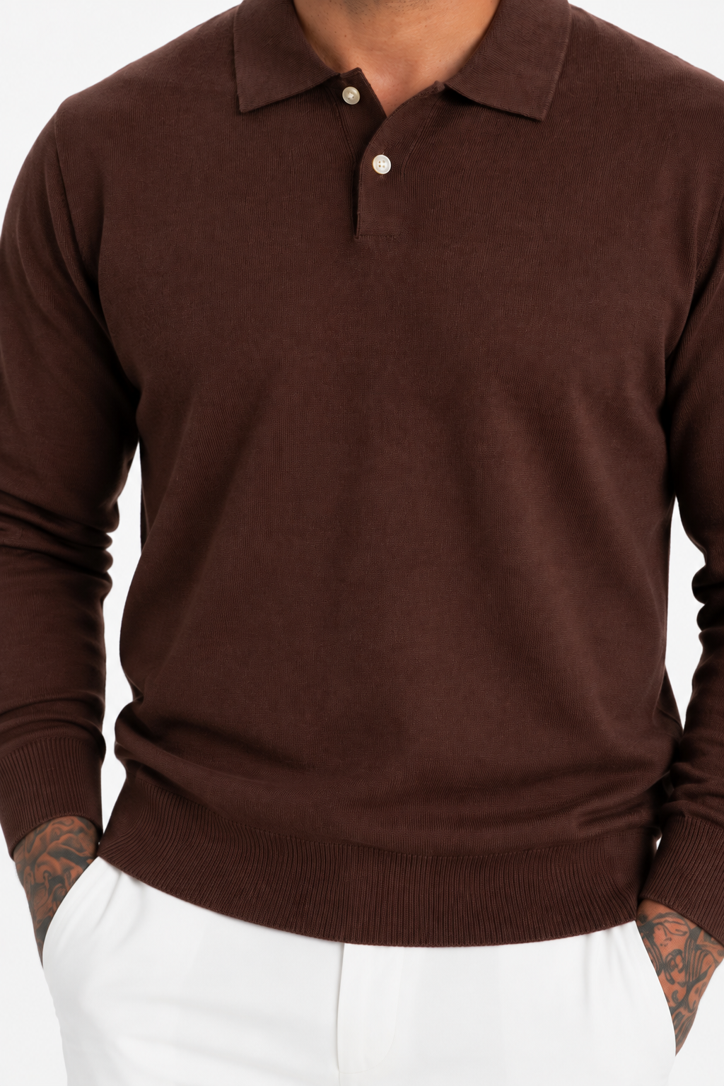 Arezzo Fine Knit Polo Brown - Frankie's