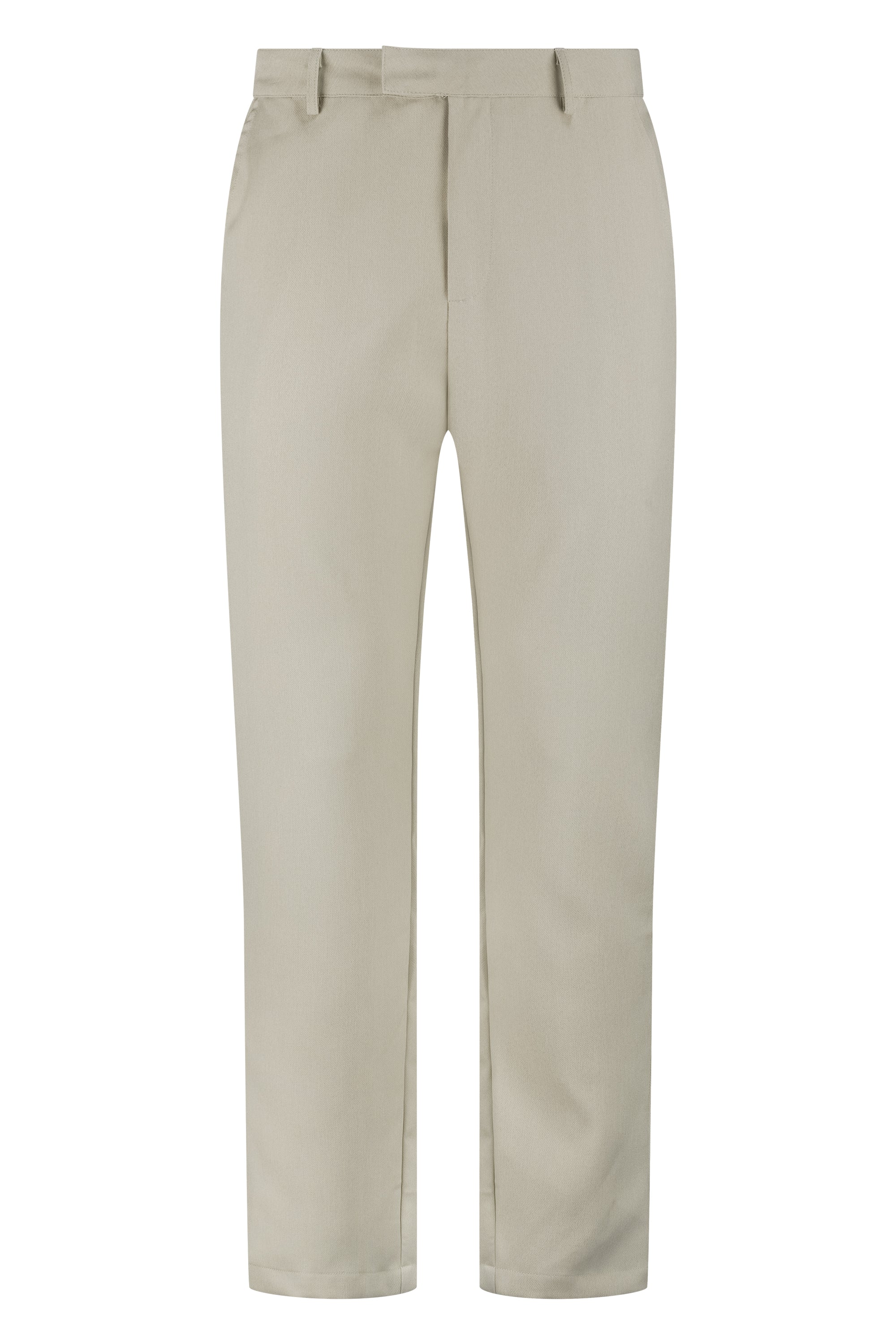 Pantalon straight fit shifted button beige