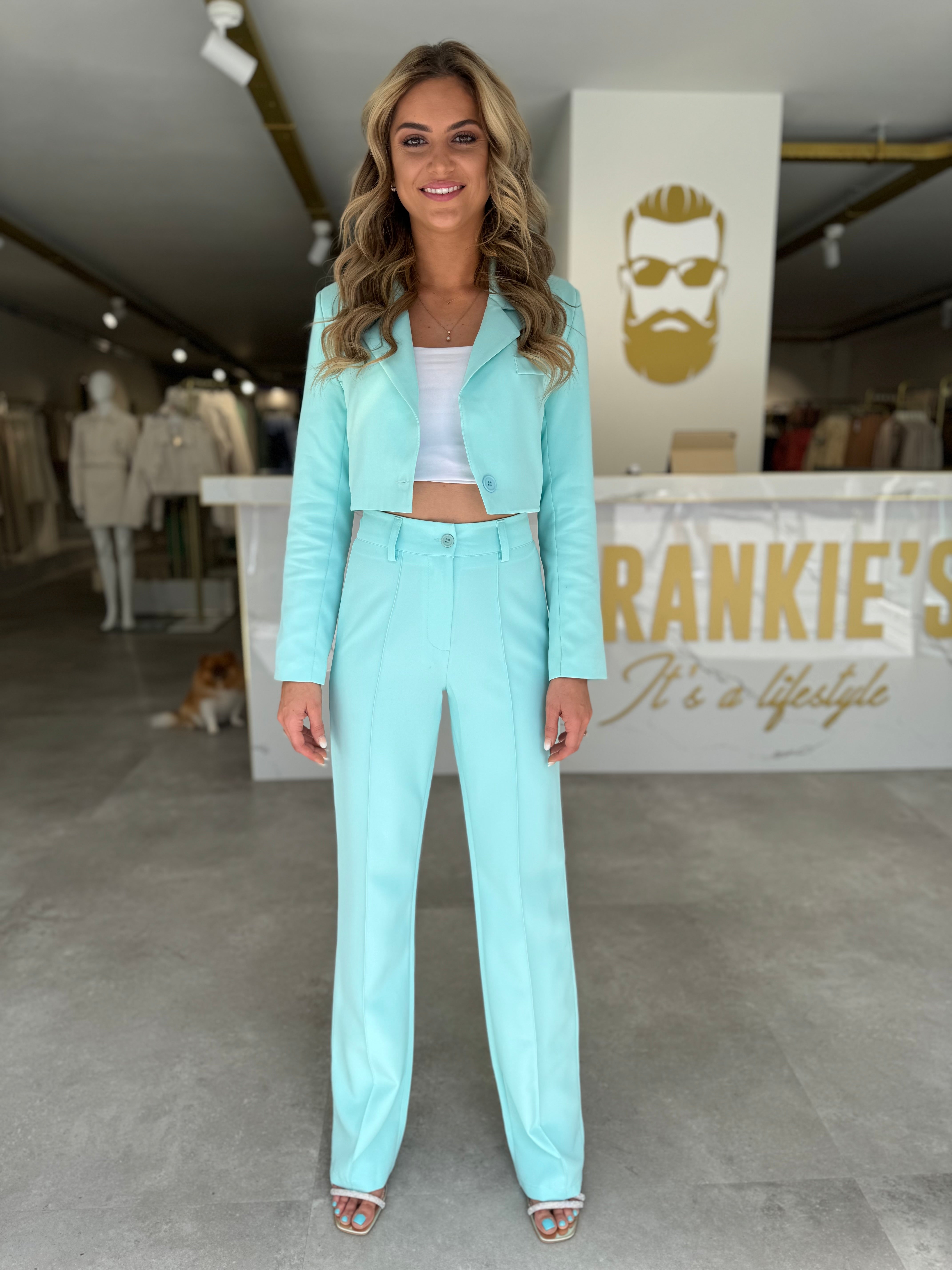 Pantalon straight fit Tiffany blue