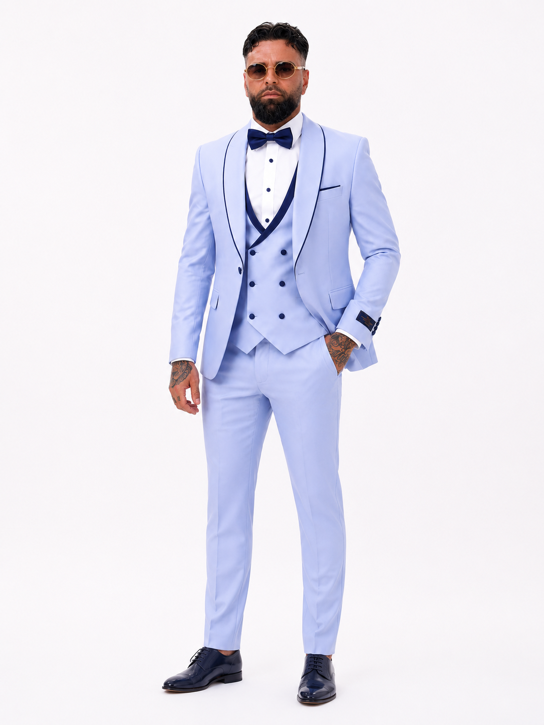 Frankie Premium 4-piece wedding suit light blue