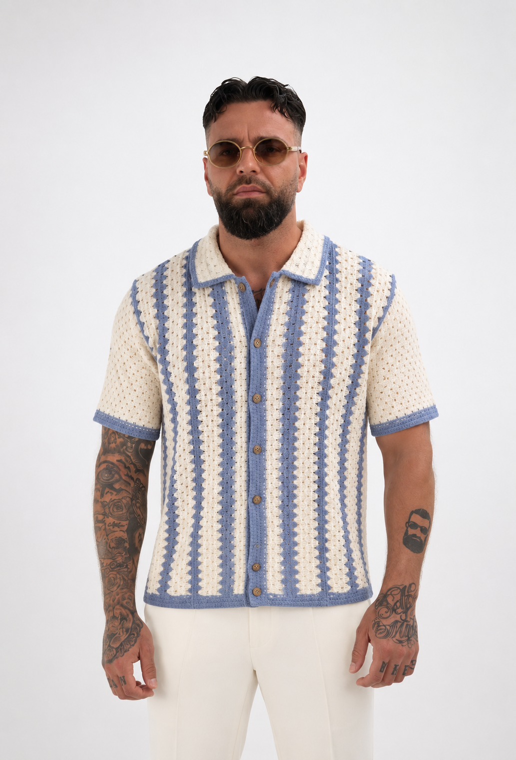 Riviera Crochet Shirt – Sky Blue