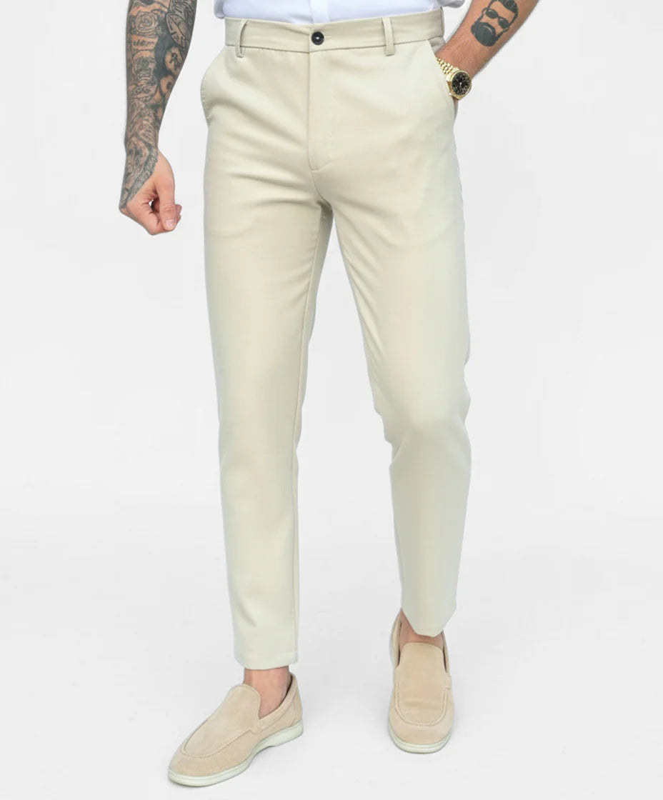 Pantalon chic straight fit beige