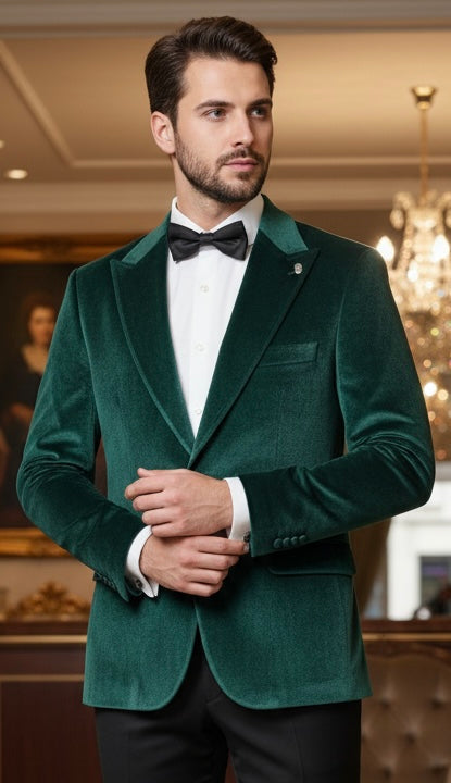 Elegant velvet jacket - green - Frankie's