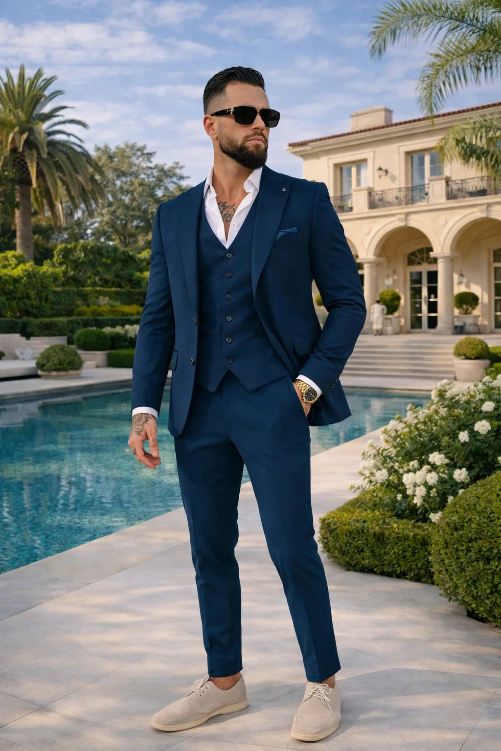 Suit Three Piece Havana Navy Blue - Frankie's