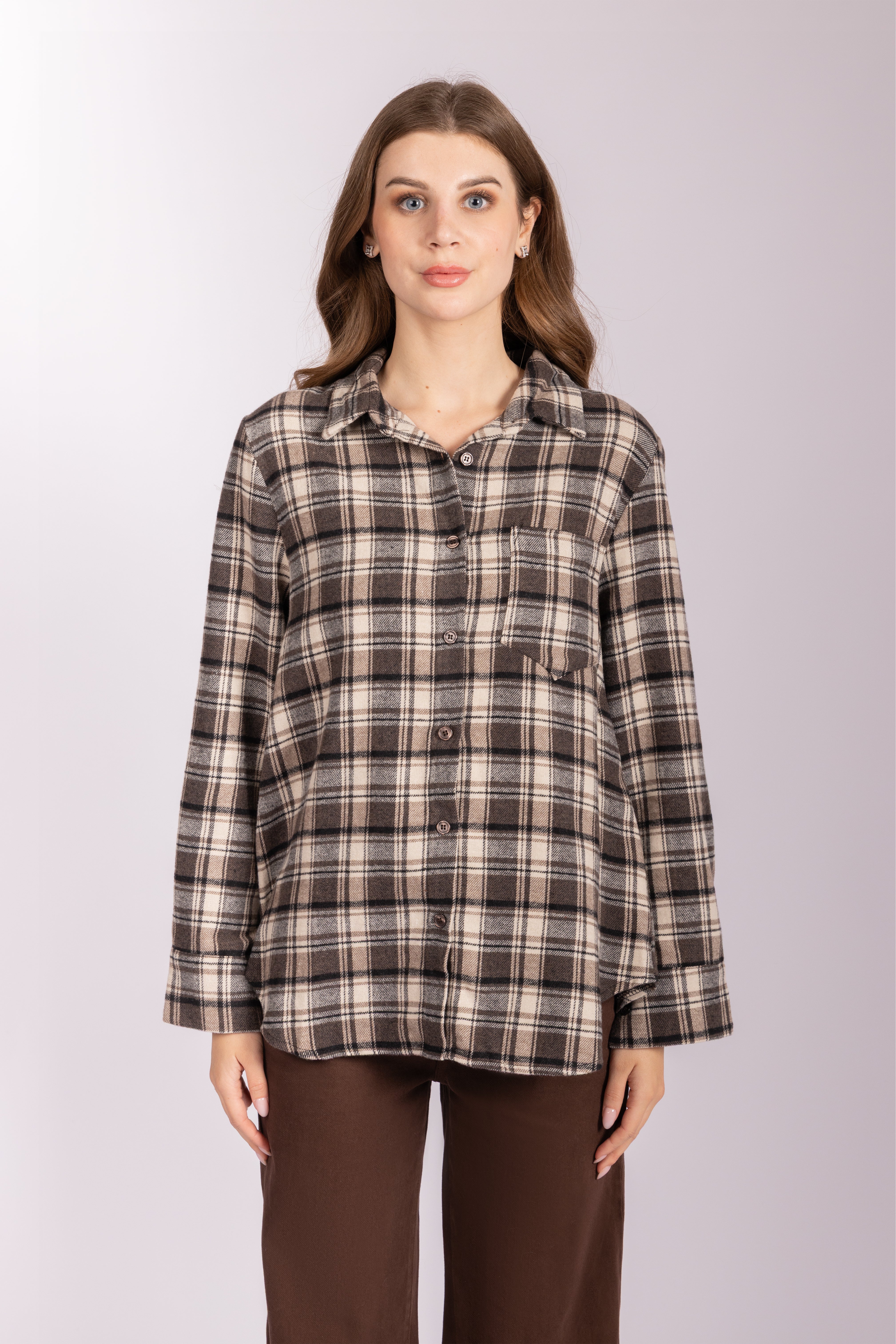 Check Flannel Shirt - Brown