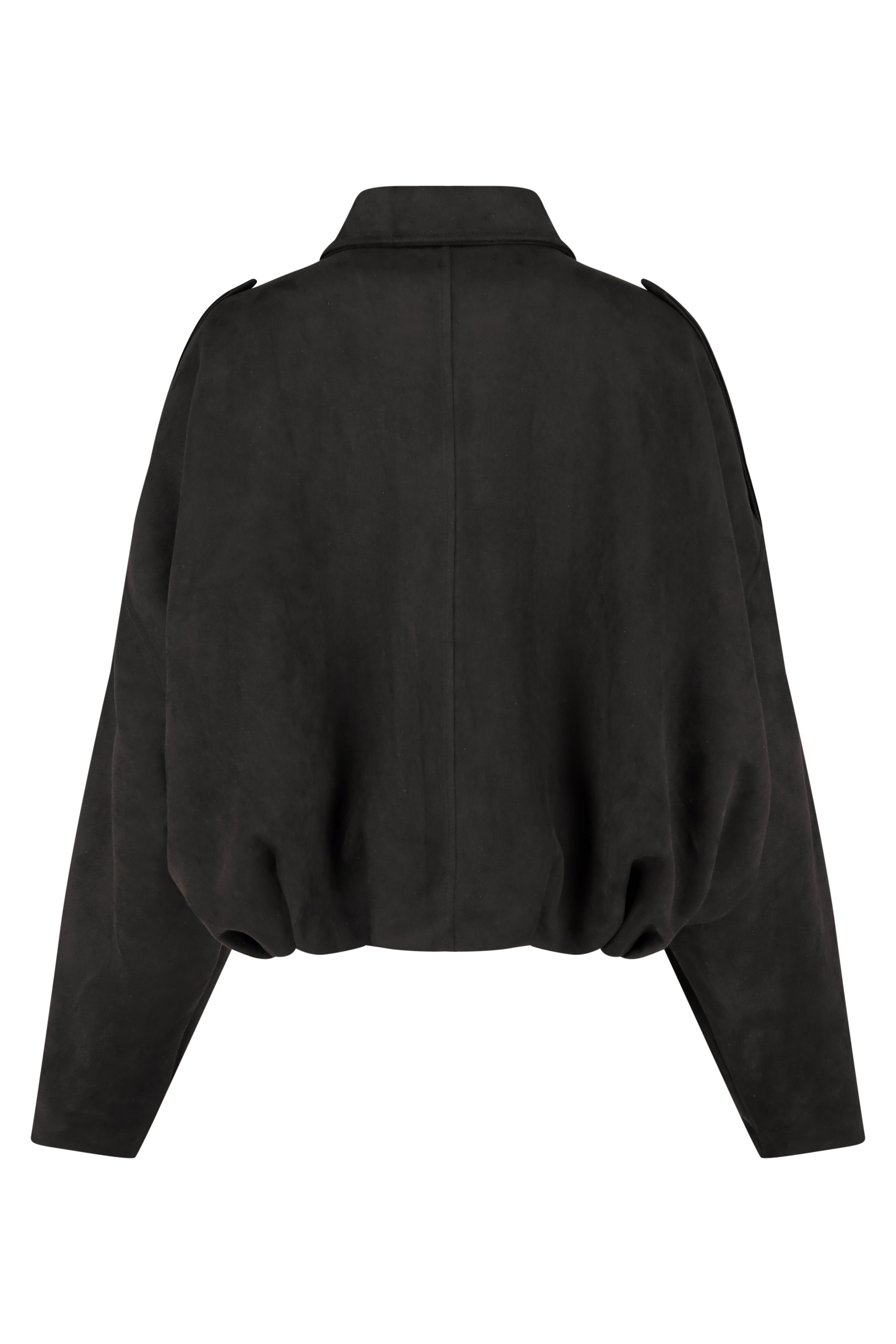 Faux Suede Oversized Jacket - Black
