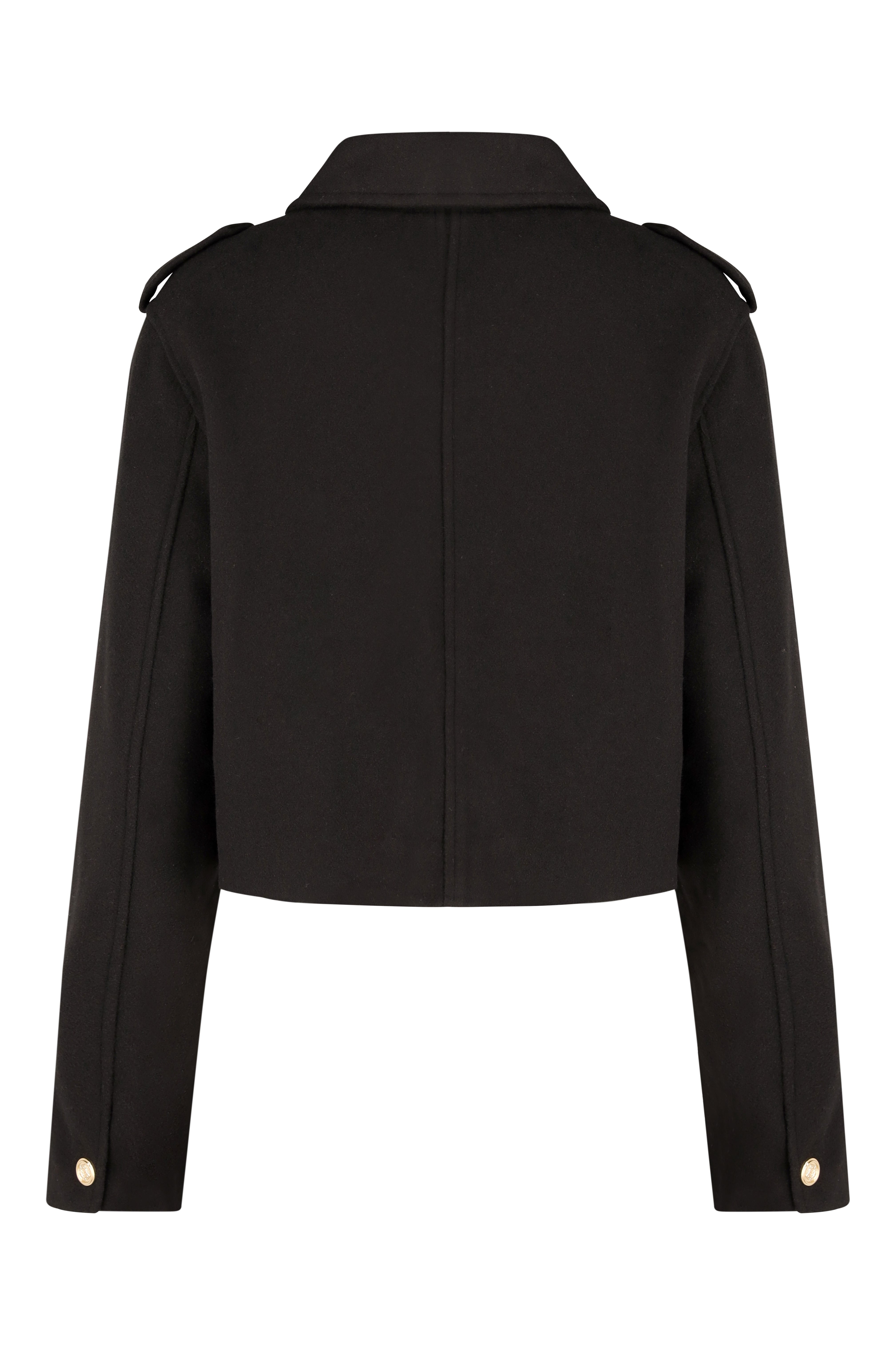Military Style Crop Jacket - Black
