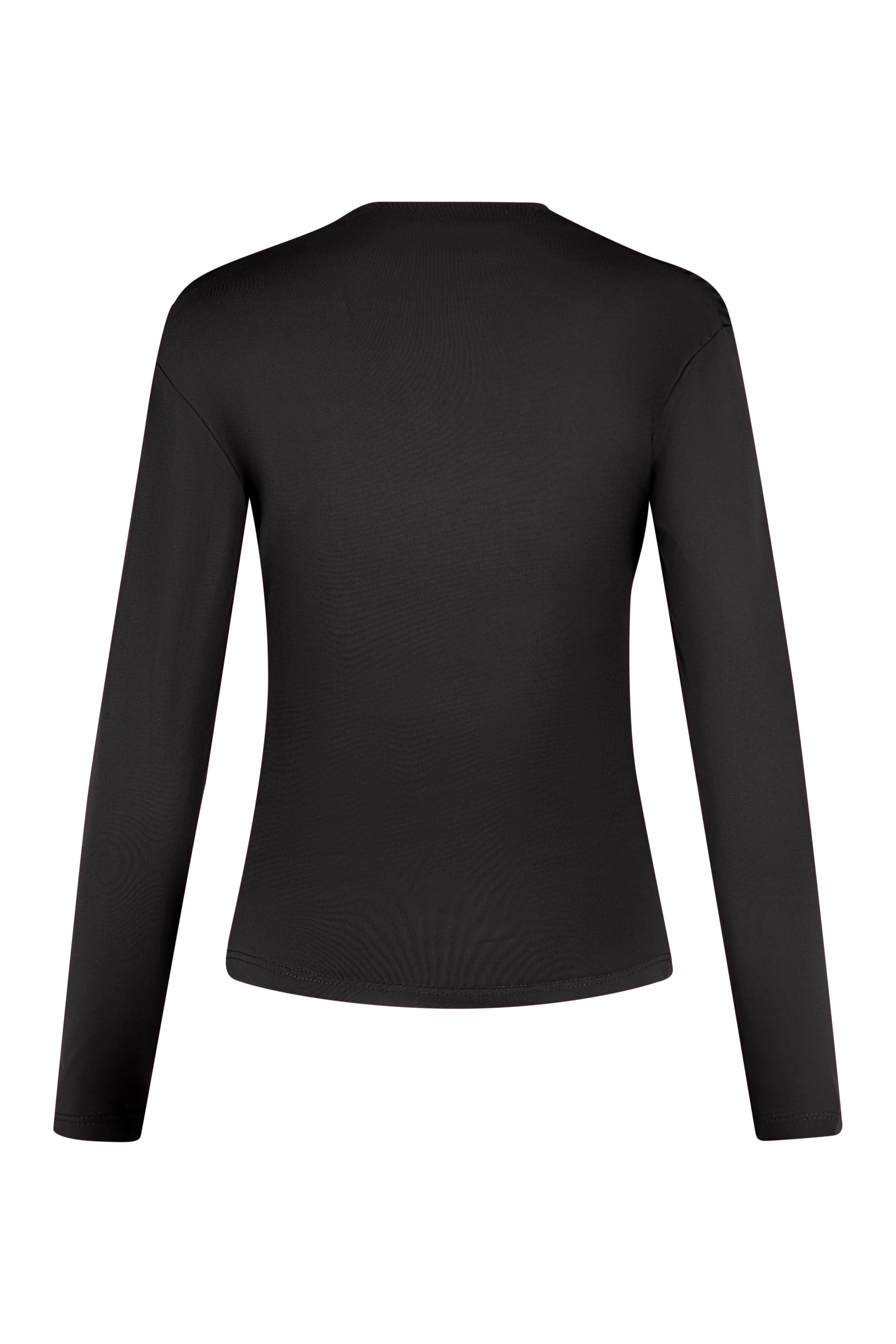 Long sleeve top with ruching neck - Black