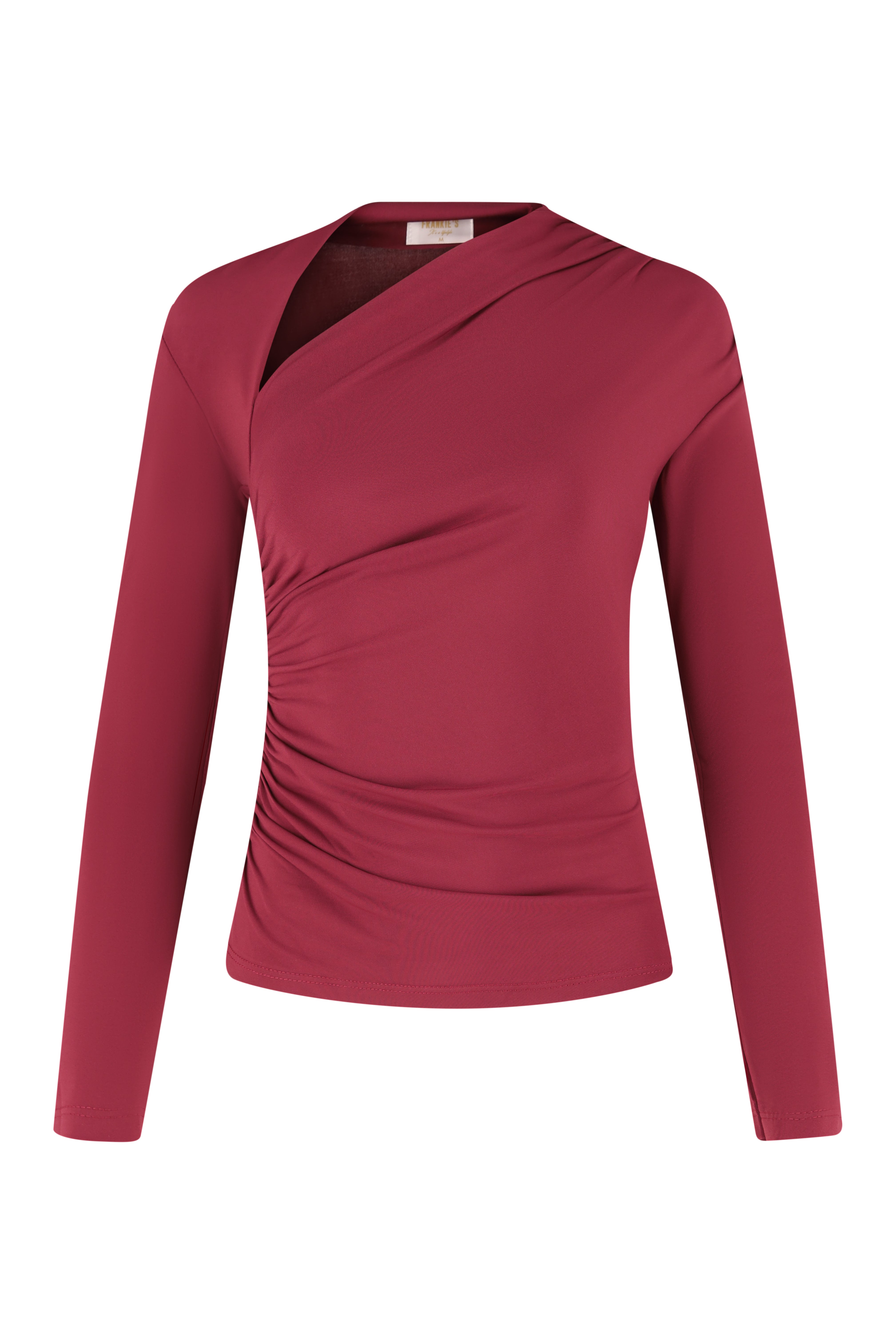 Long sleeve top with ruching neck  - Bordeaux