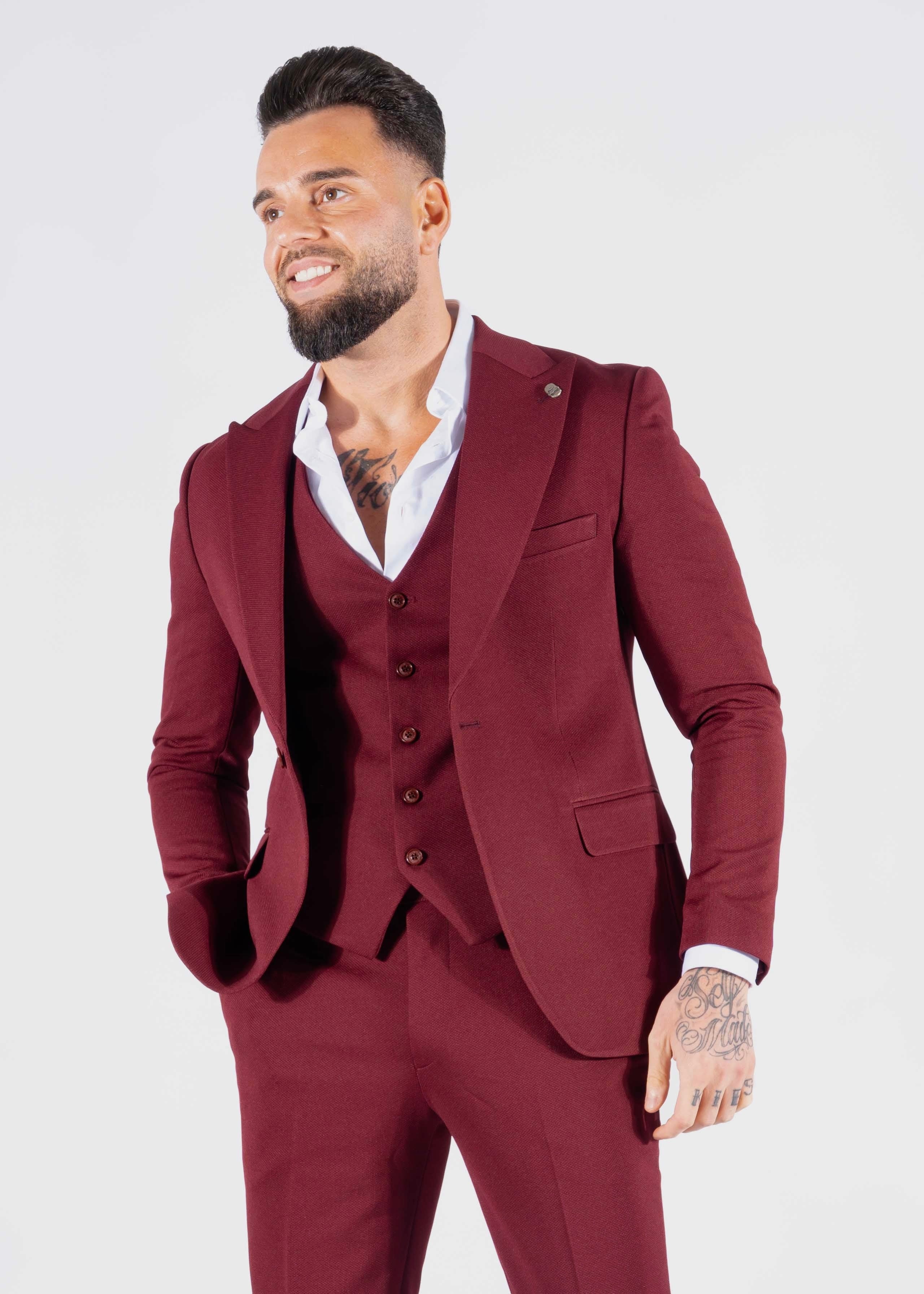 Suit Three Piece Havana Bordeaux Rood - Frankie's