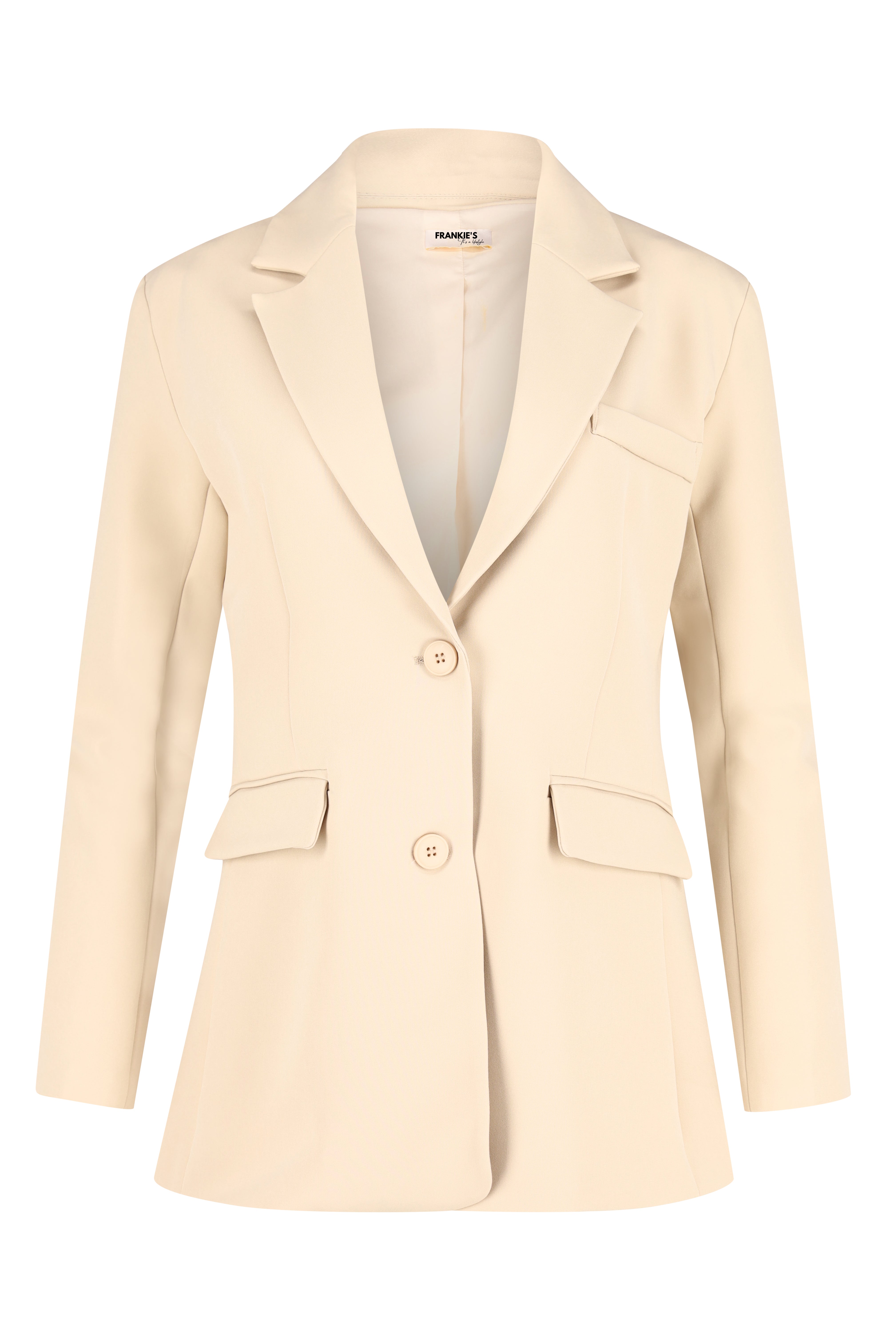 Single-Breasted Tailored Blazer - Beige